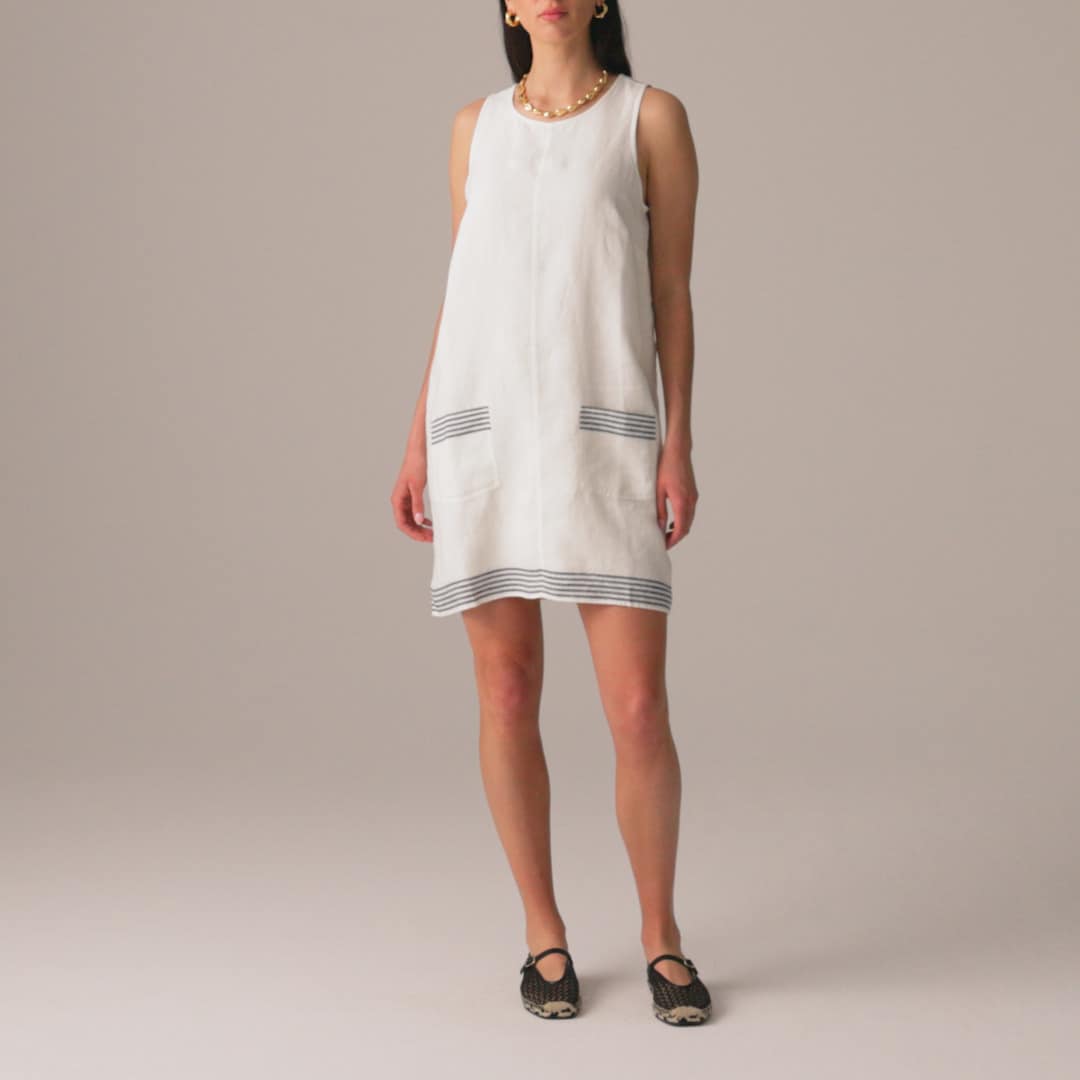 womens Maxine sailor-stripe dress in linen