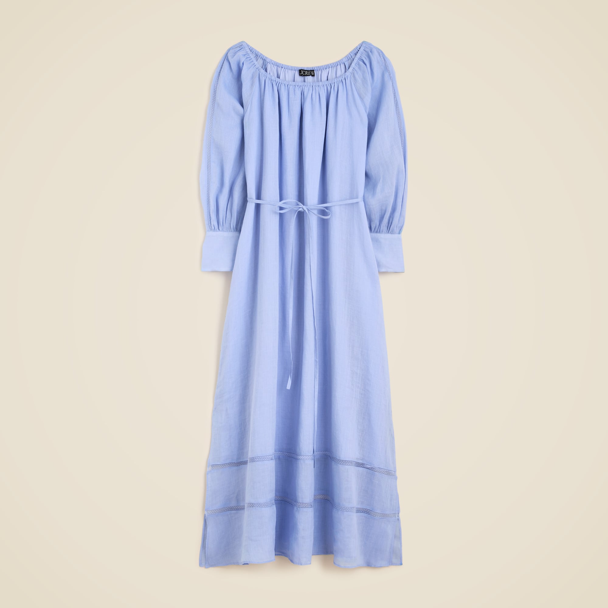 Gathered maxi dress in ramie