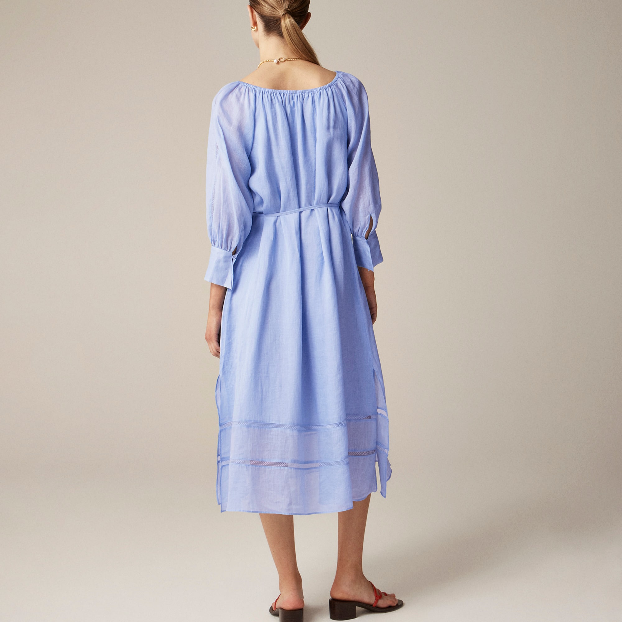 Gathered maxi dress in ramie