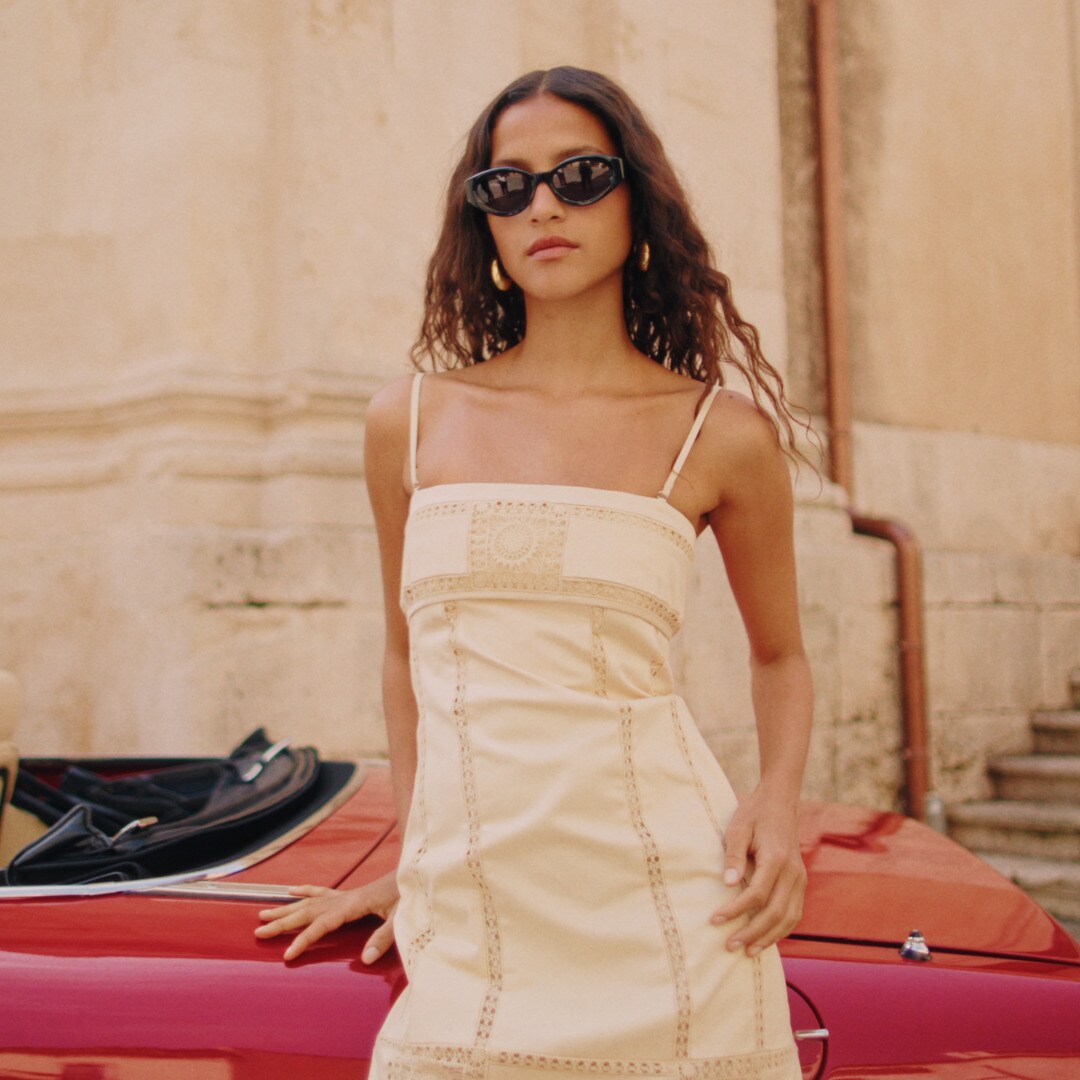 Crochet-panel mini dress