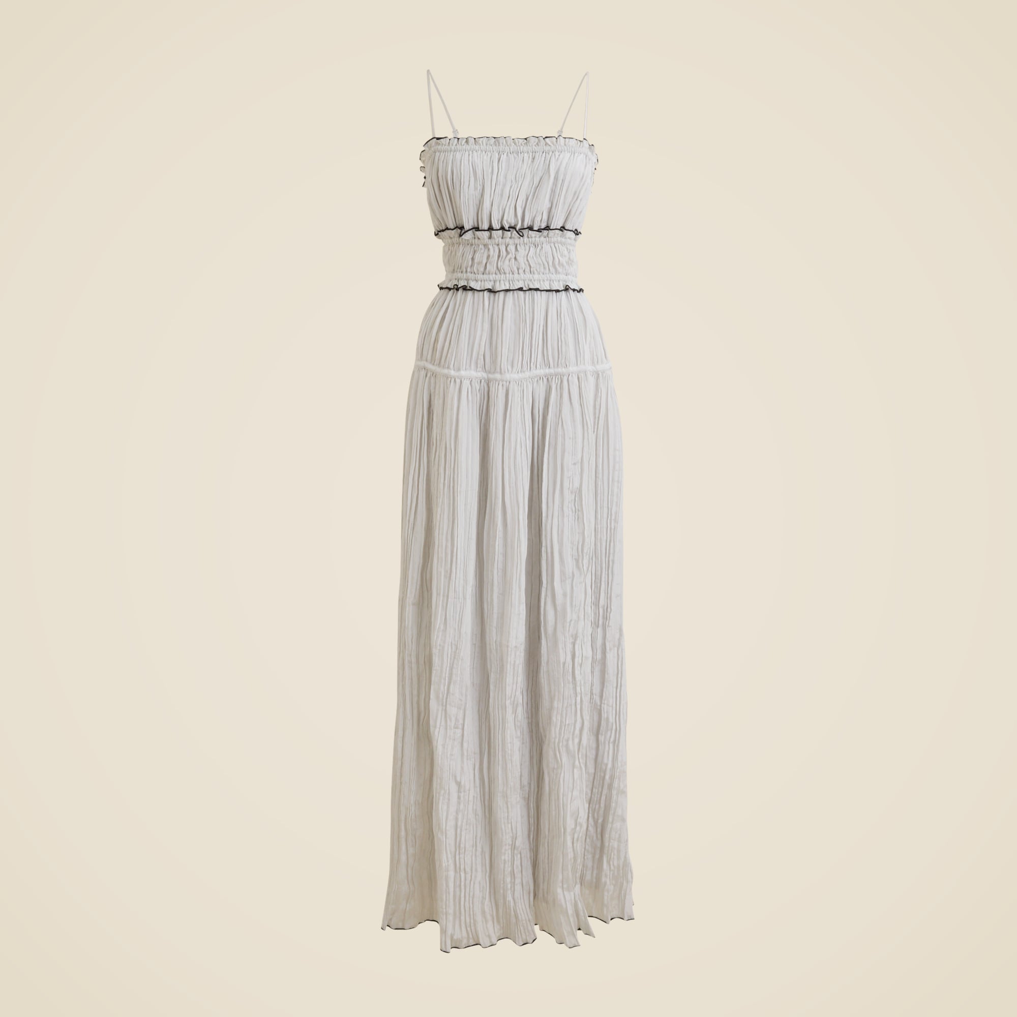 Crinkled ruffle-trim dress