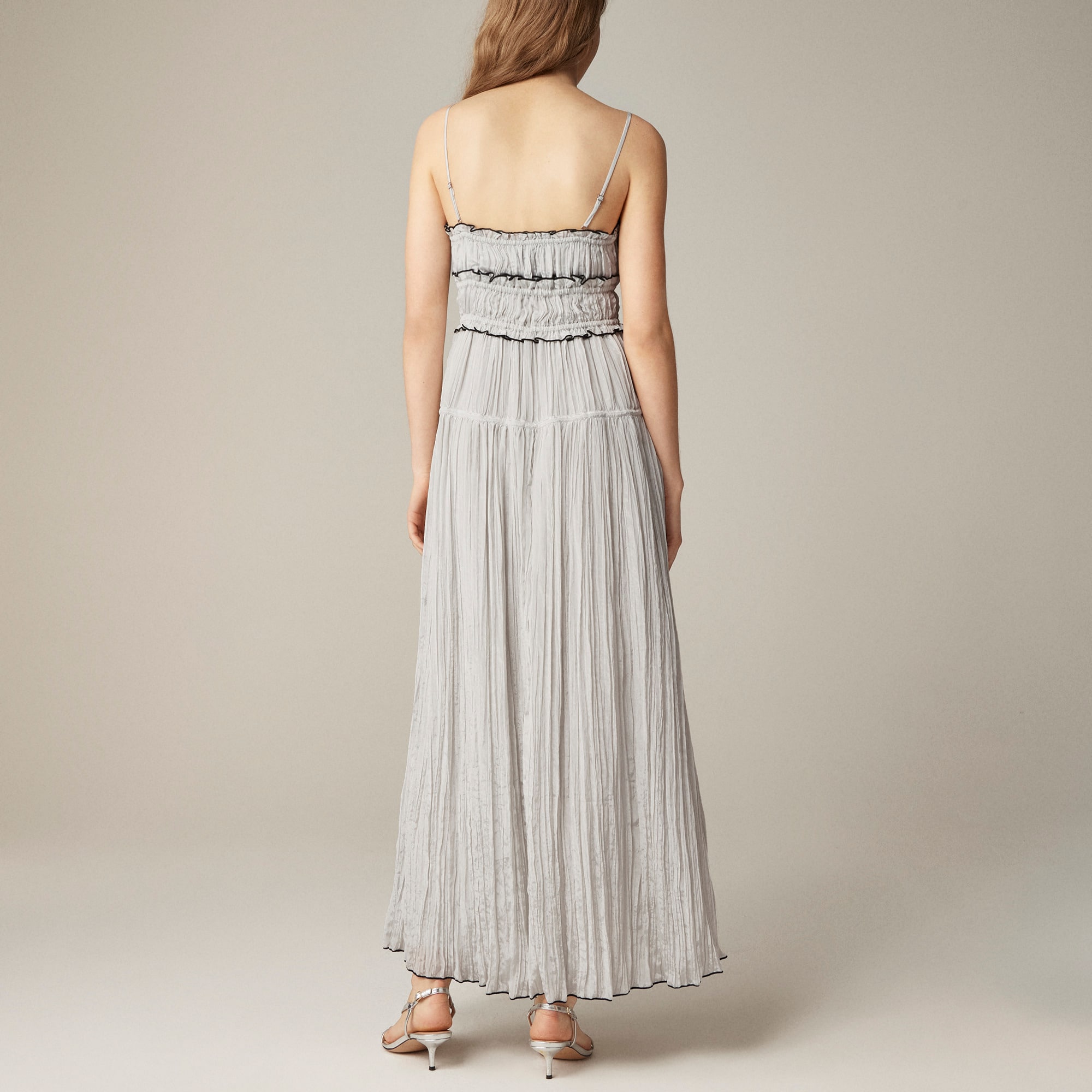 Crinkled ruffle-trim dress