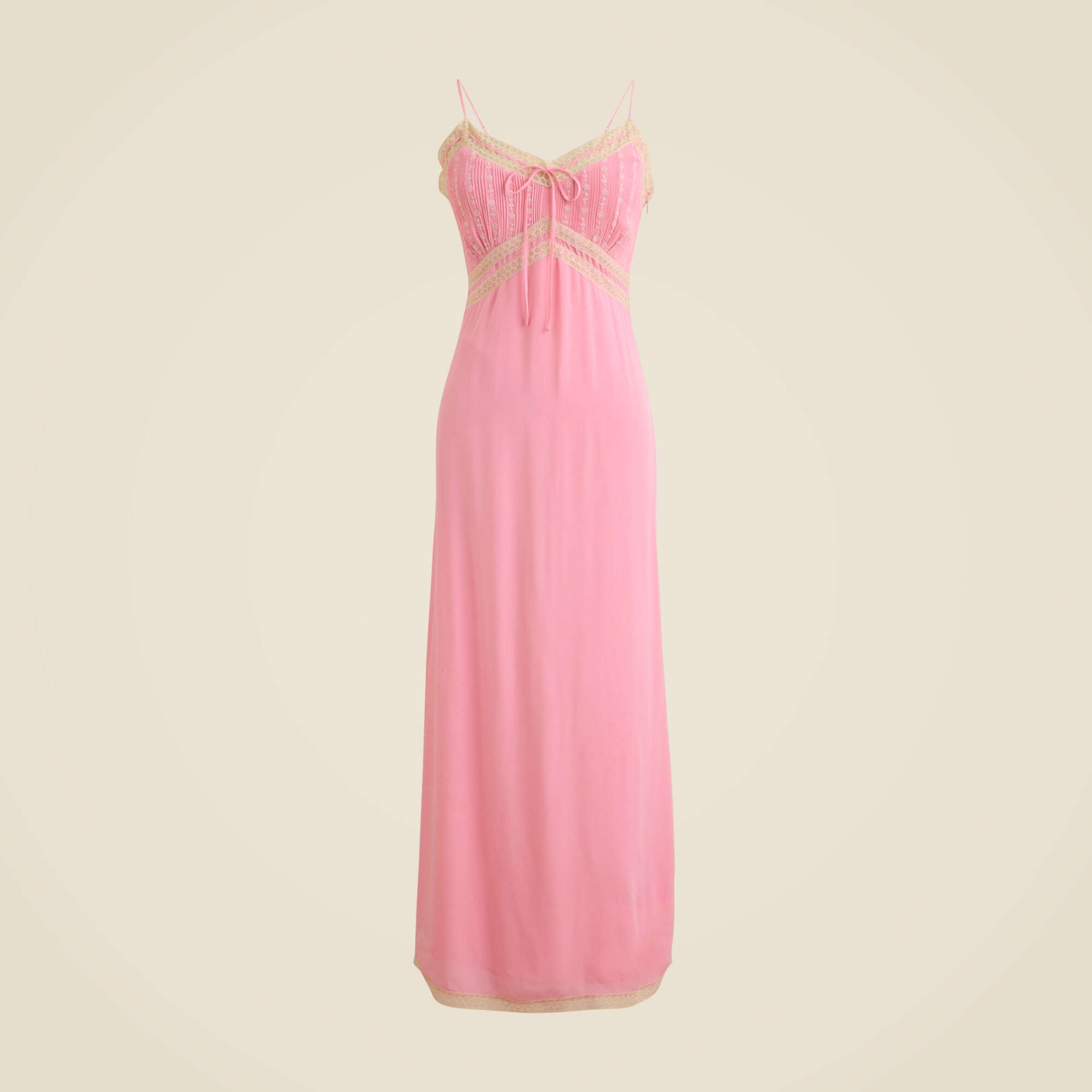 Pintuck Lace-trim Slip Dress In Crepe De Chine For Women | J.Crew