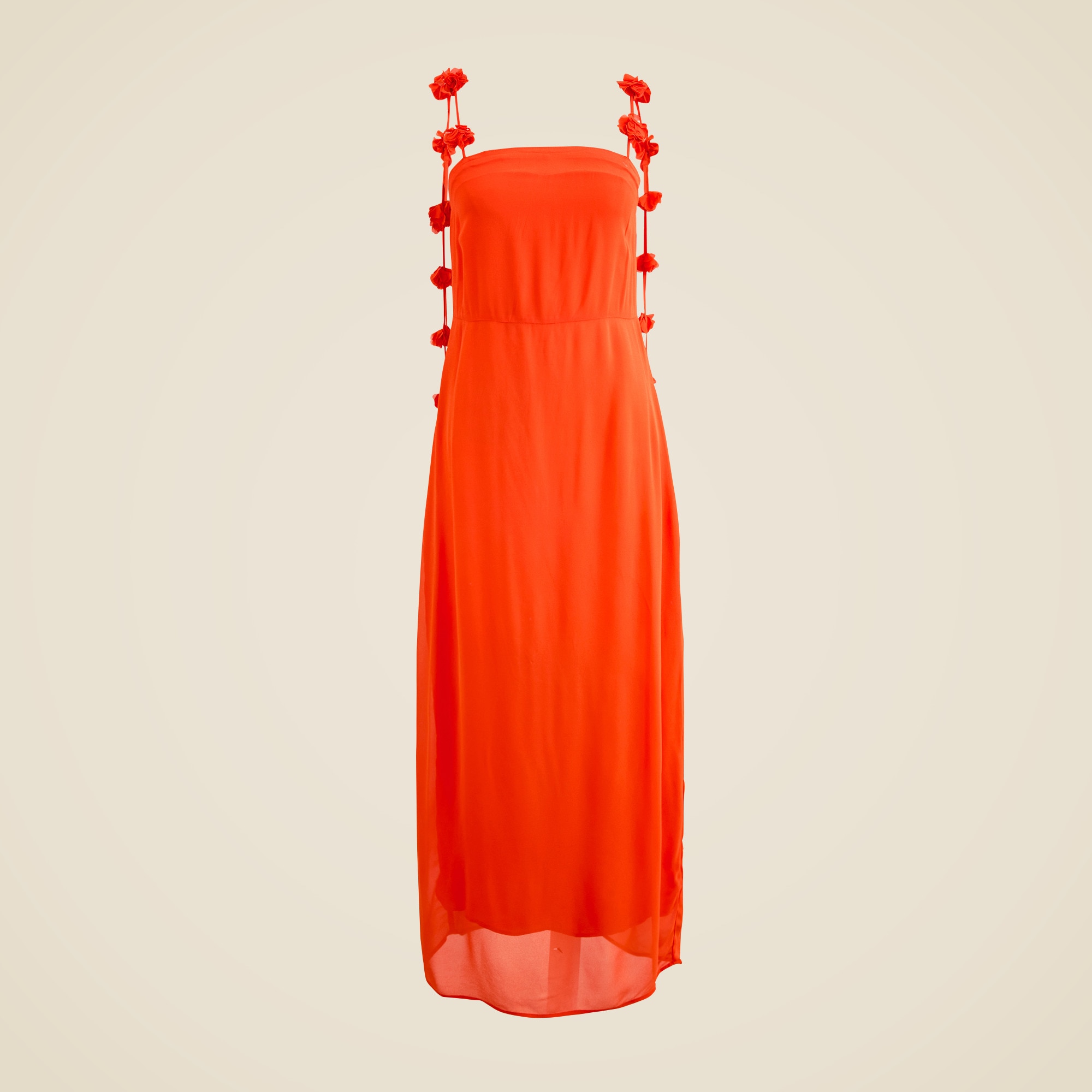 Collection rosette-strap sheath dress in chiffon
