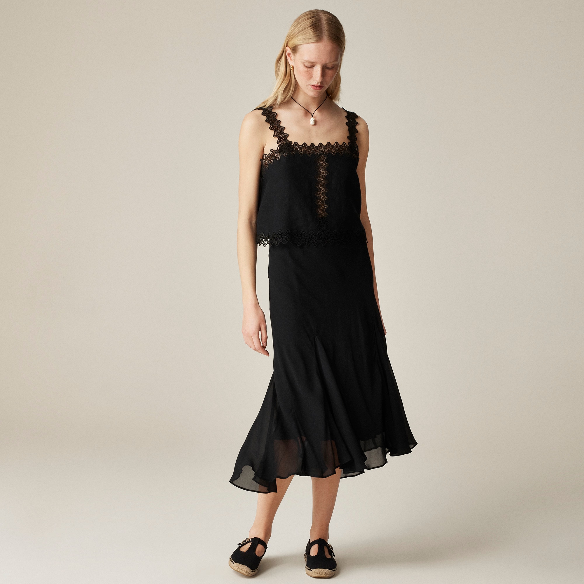 womens Gwyneth flounce-hem slip skirt in chiffon