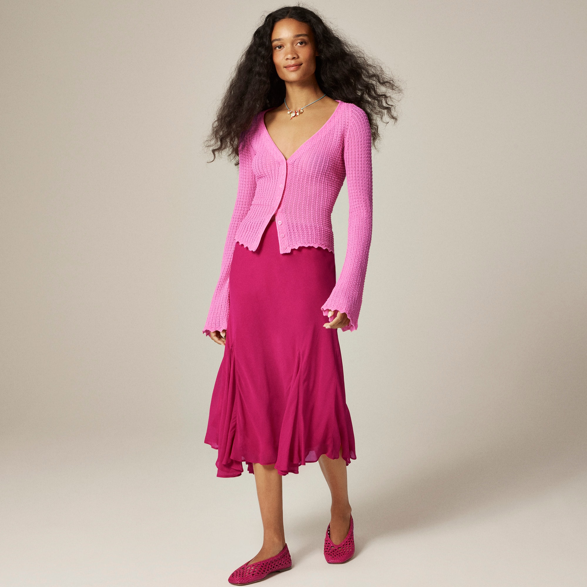 womens Gwyneth flounce-hem slip skirt in chiffon