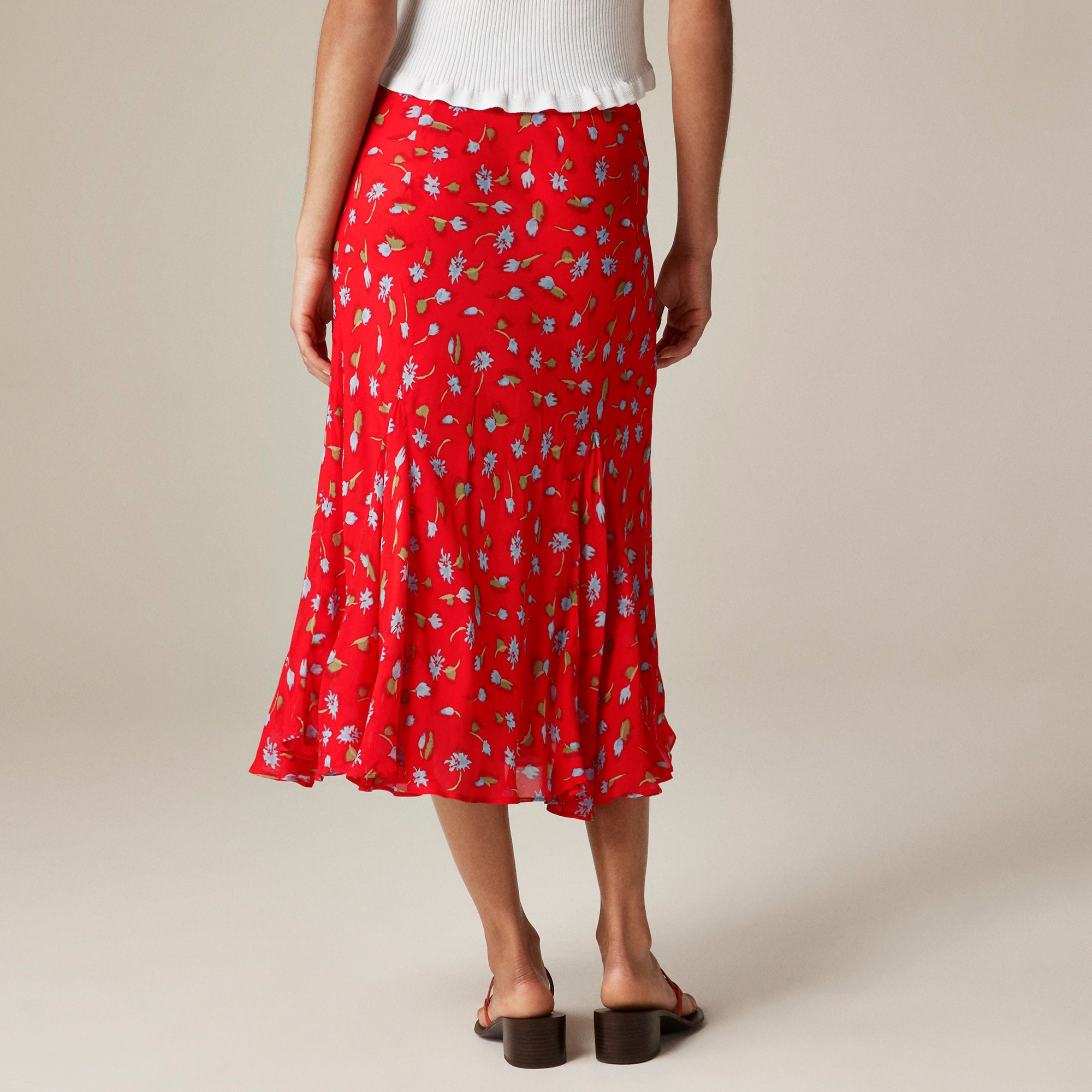Gwyneth flounce-hem slip skirt in chiffon