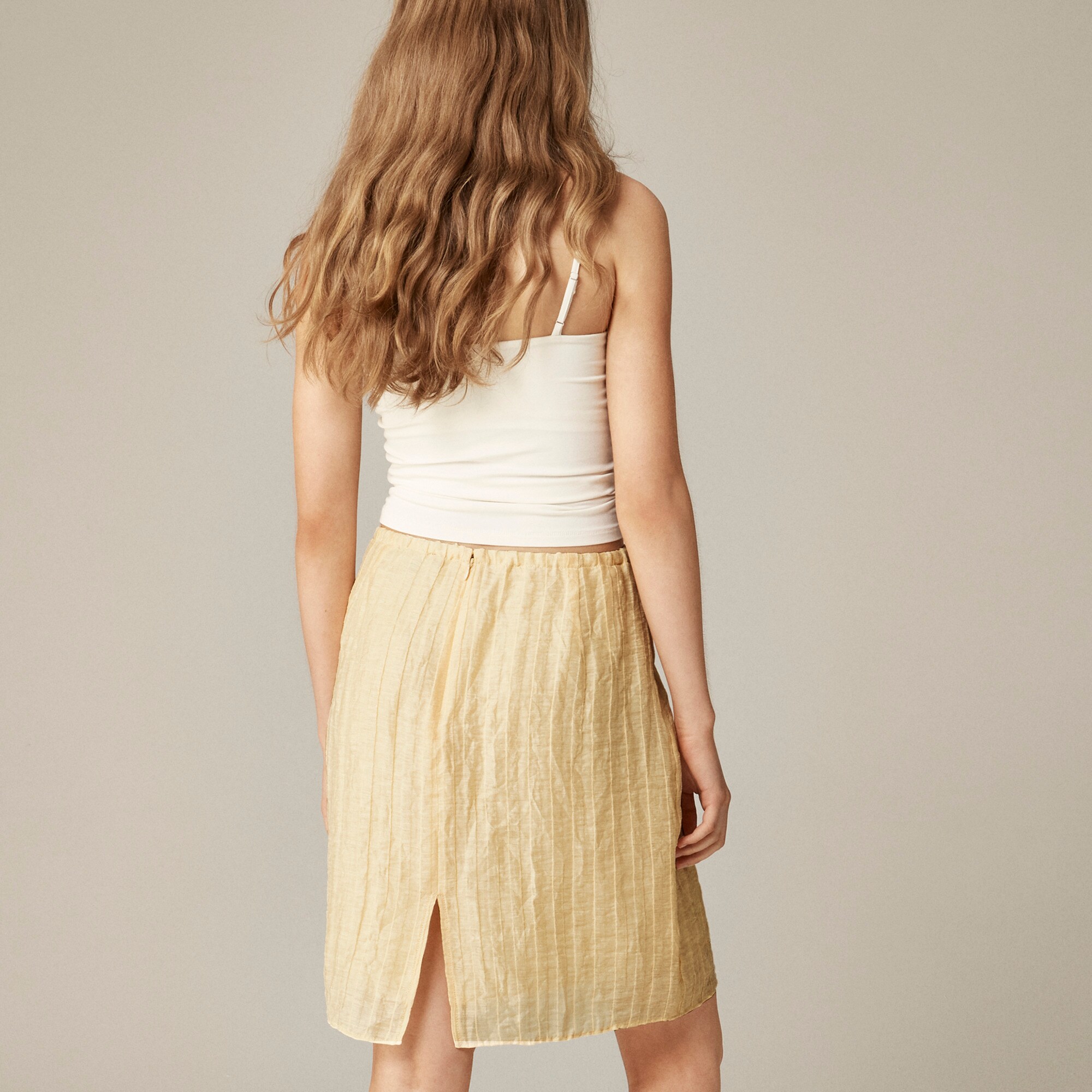 Textured linen-blend skirt