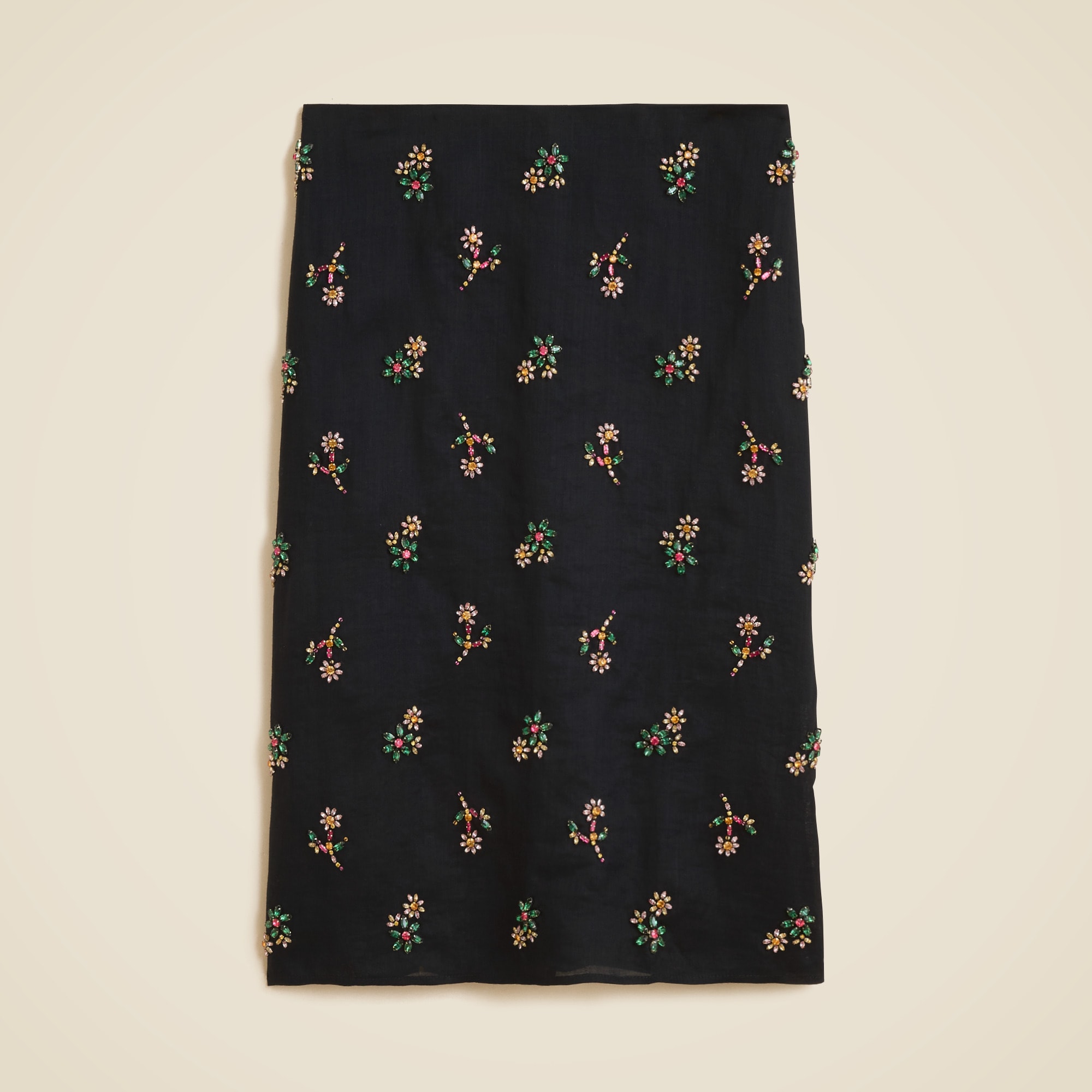 Collection embellished knee-length skirt in ramie