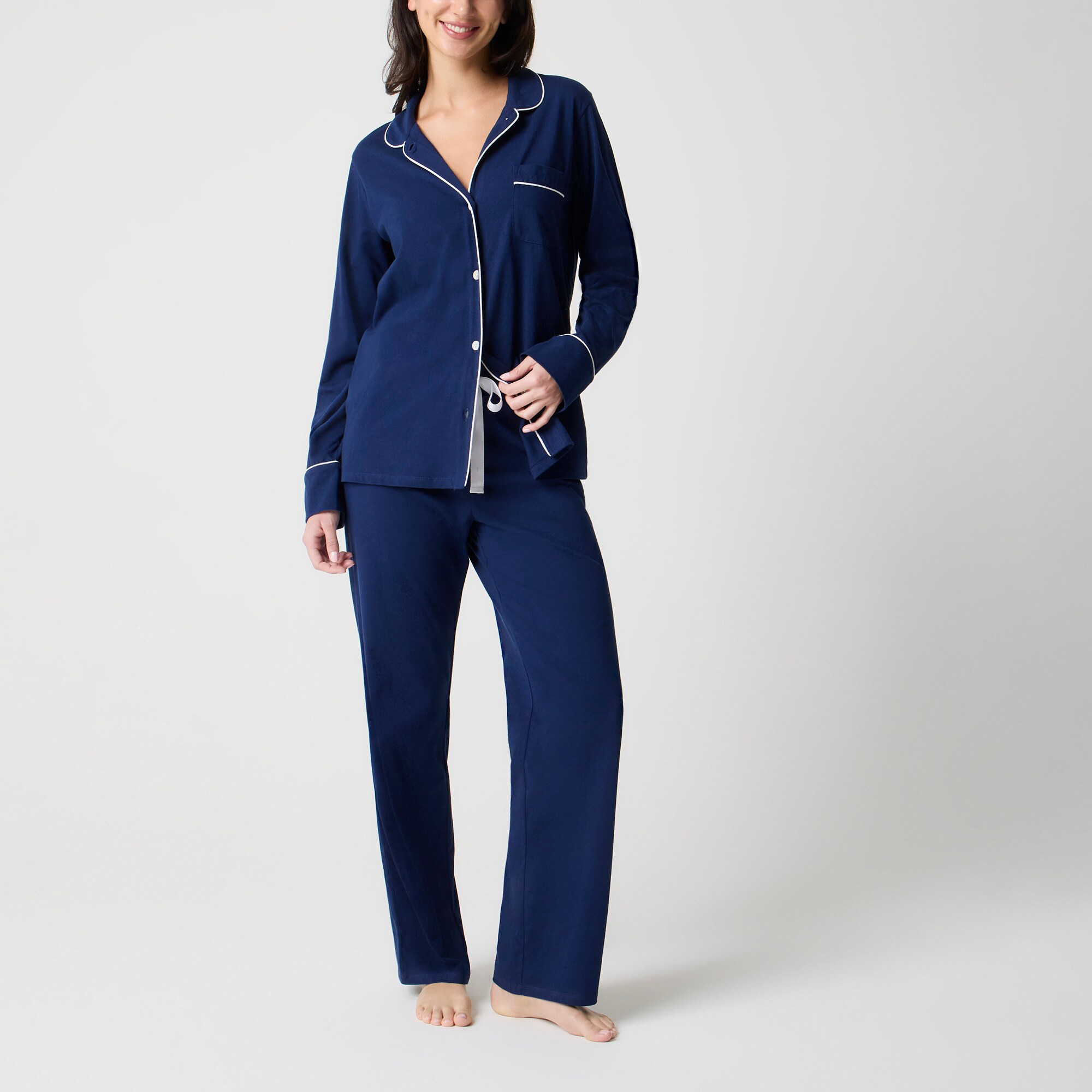 Long-sleeve knit top and pant pajama set