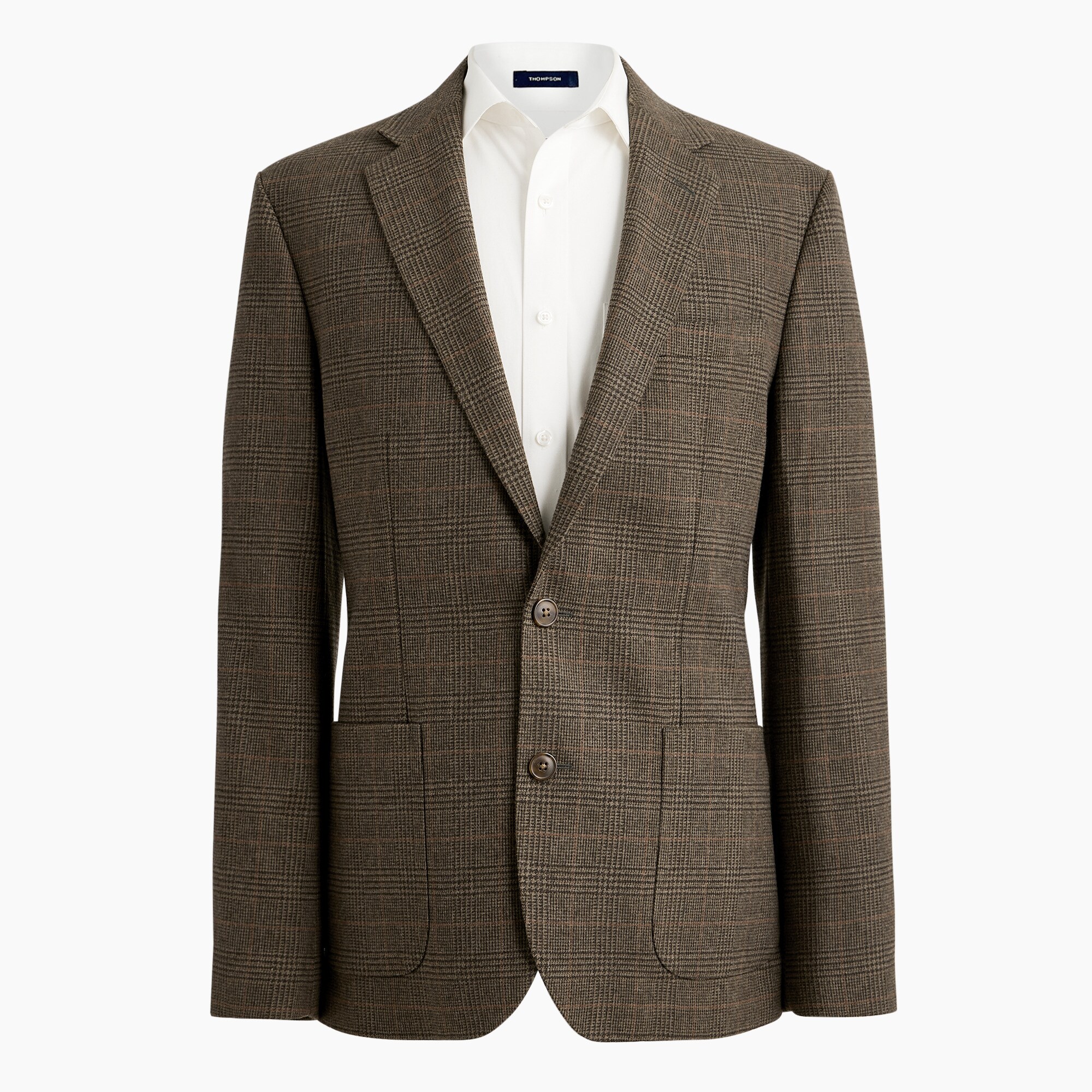 Slim-fit plaid wool-blend patch-pocket blazer