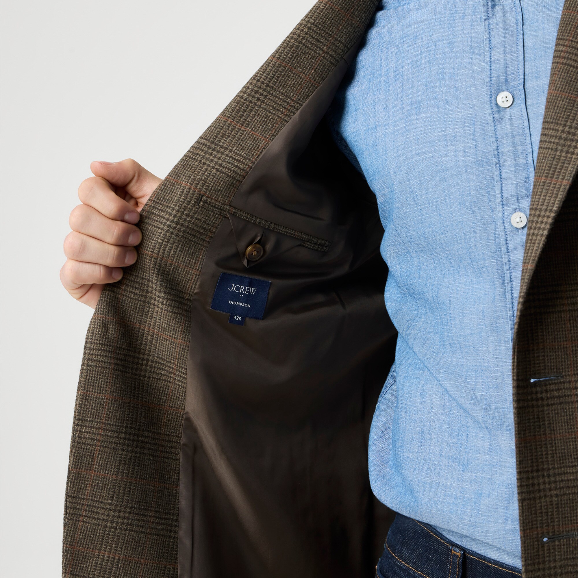 Slim-fit plaid wool-blend patch-pocket blazer