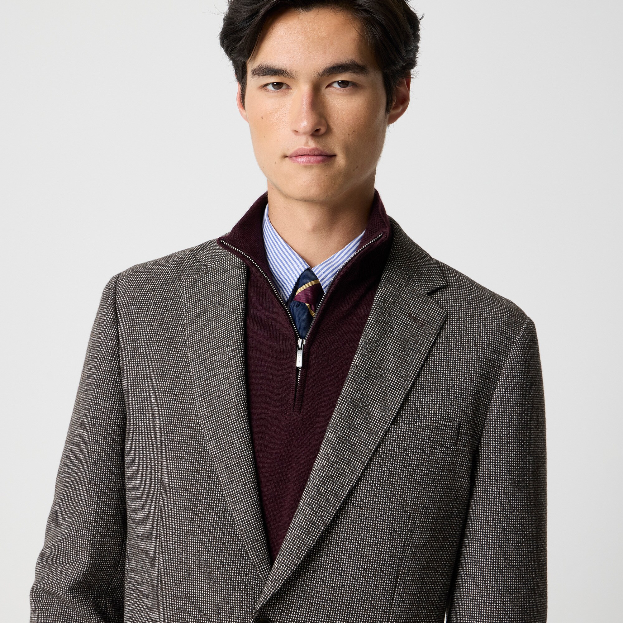 Slim-fit wool-blend dobby blazer