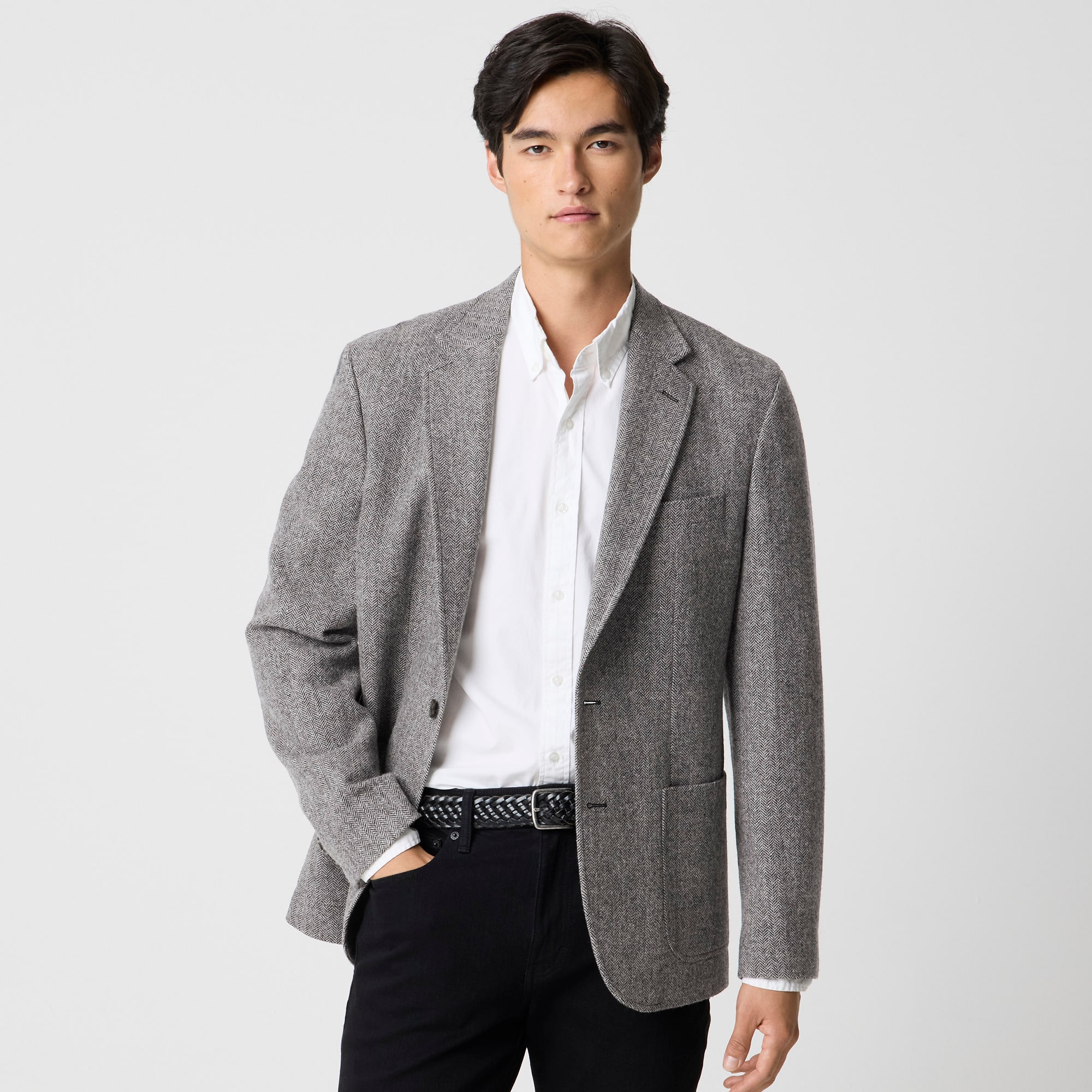 Wool-blend herringbone blazer