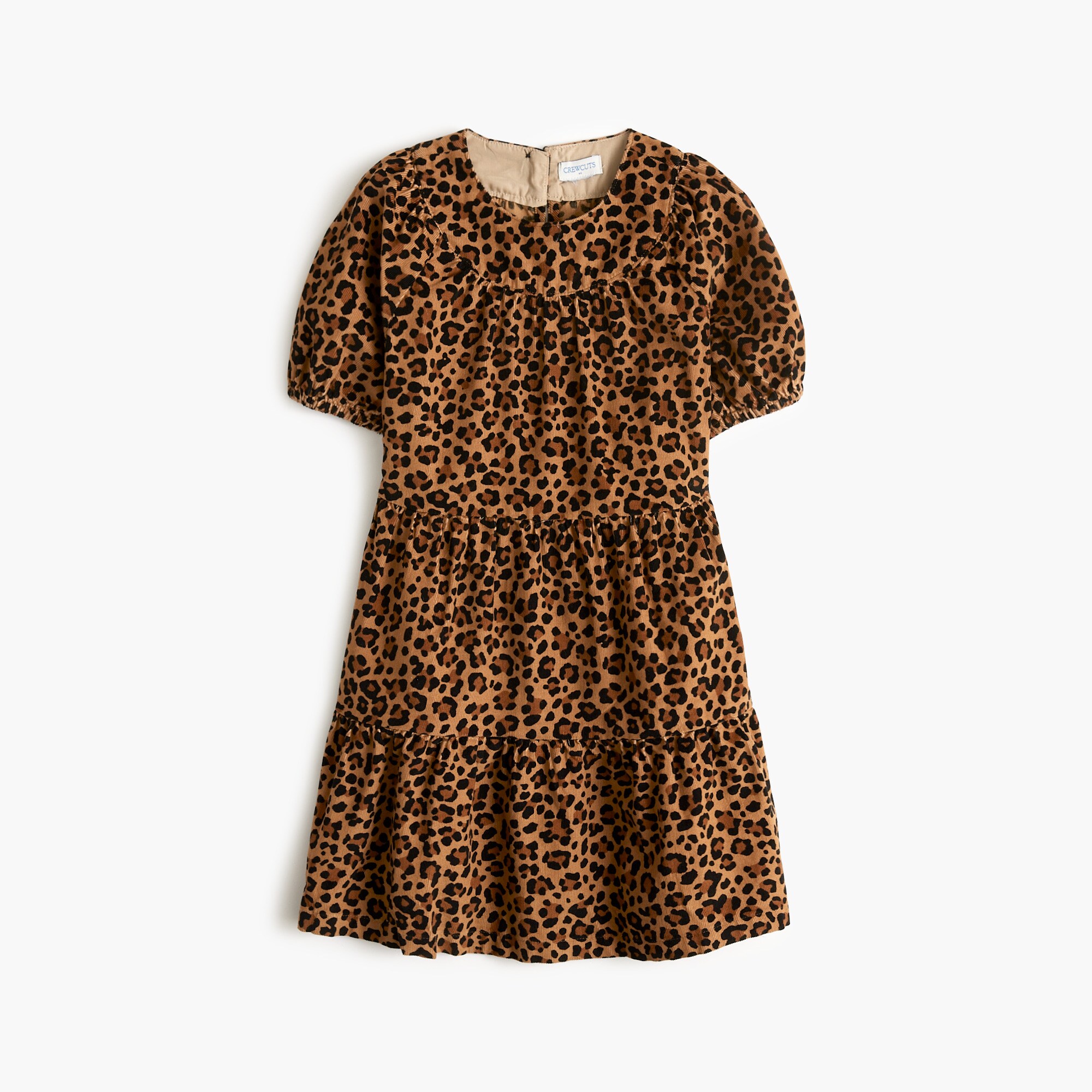 girls' tiered leopard corduroy dress for girls