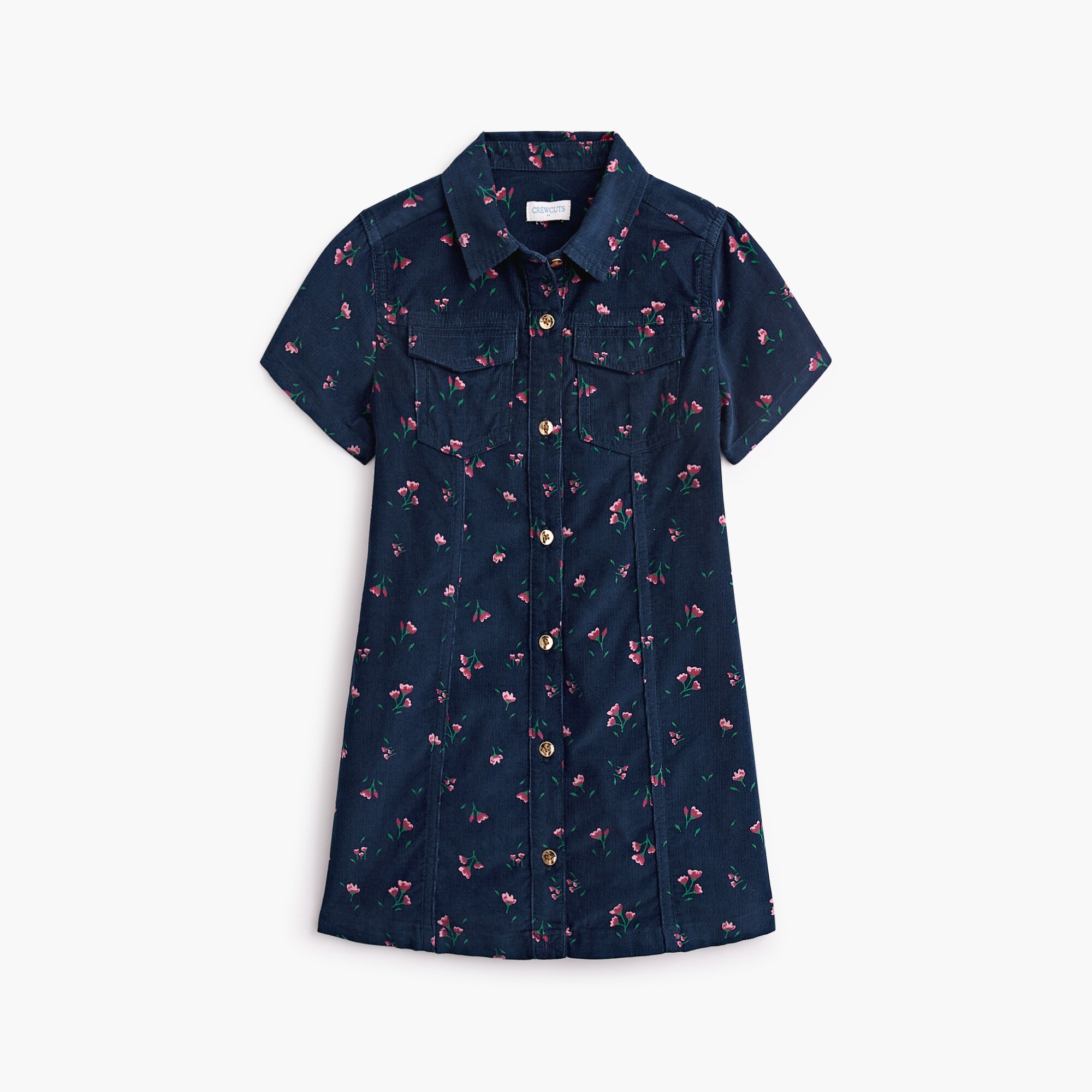 Girls' floral corduroy dress