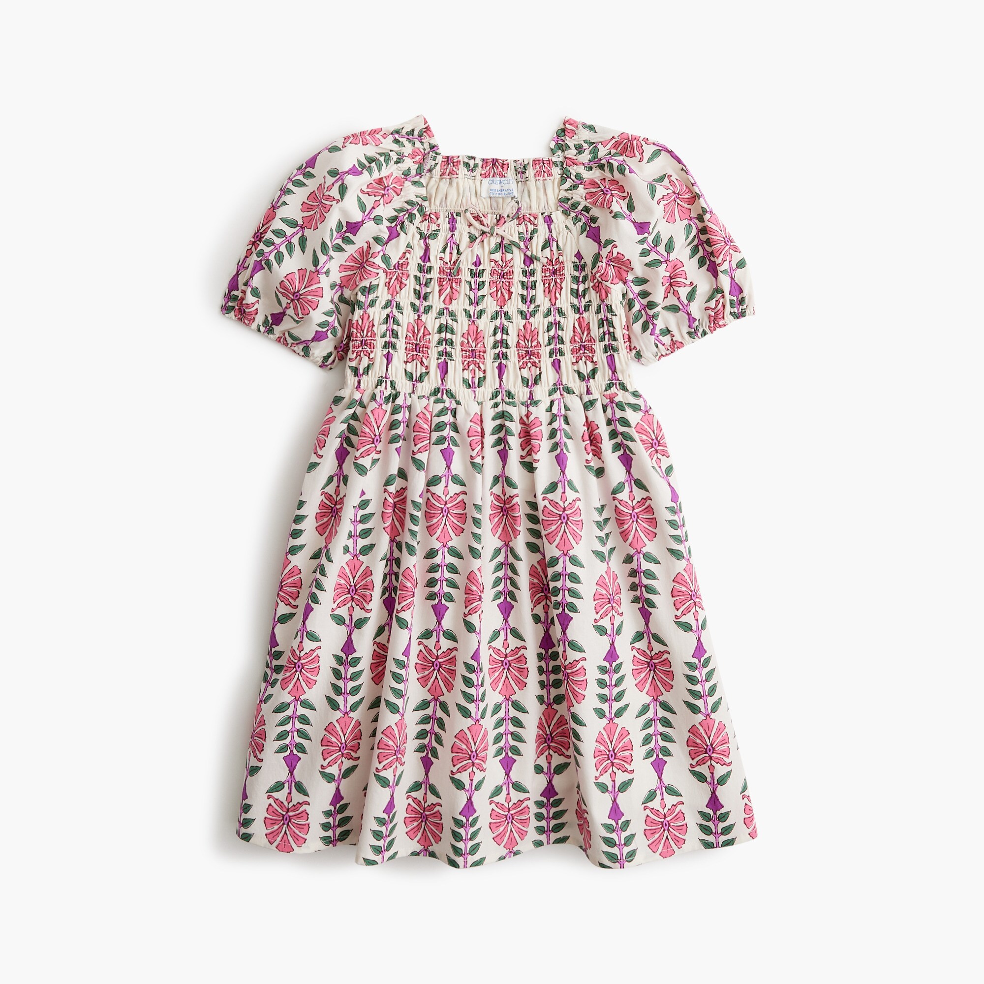 girls Girls' block-print smocked dress