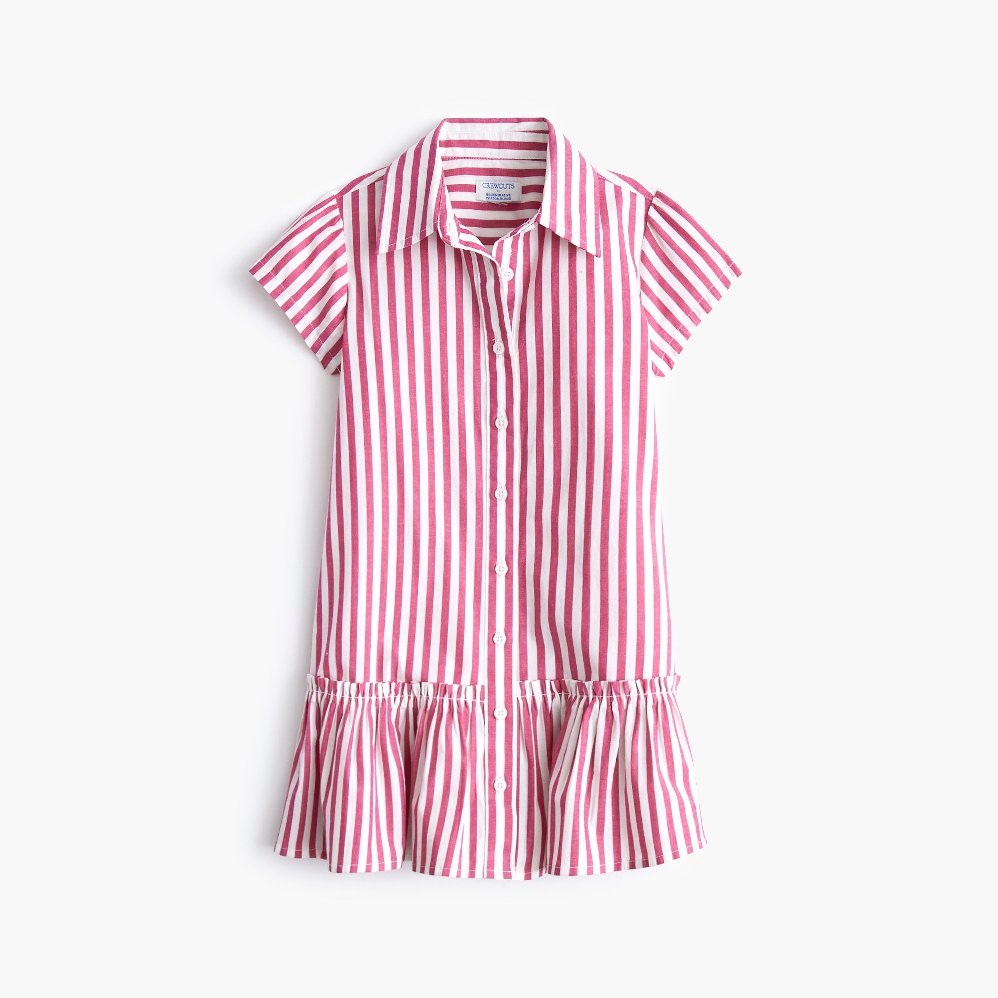 Girls' striped drop-waist shirt-dress