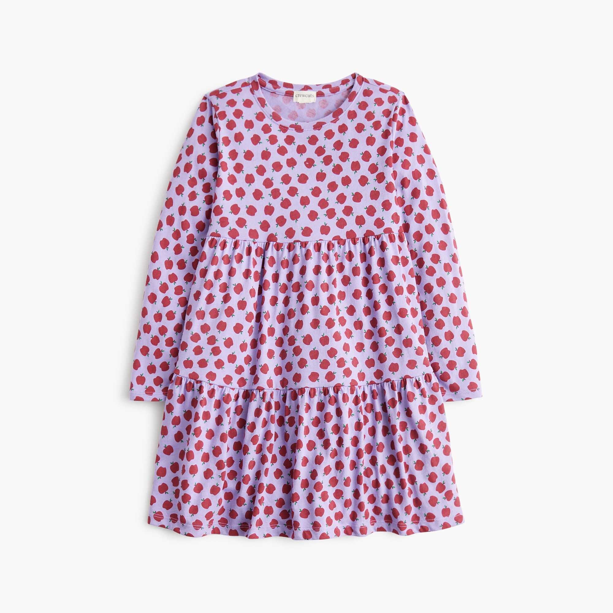 girls' long-sleeve apple-print dress for girls