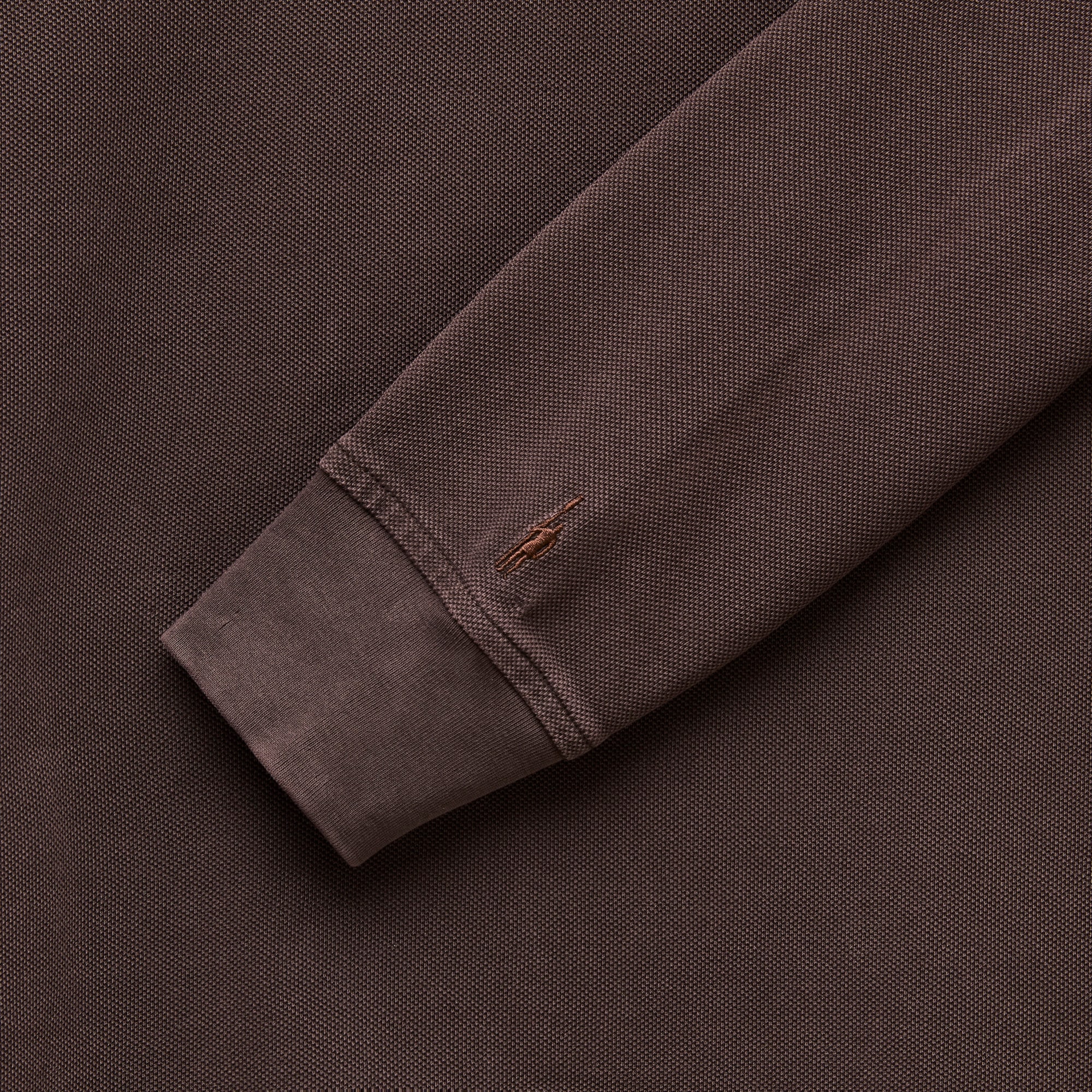 Long-sleeve washed piqué polo shirt