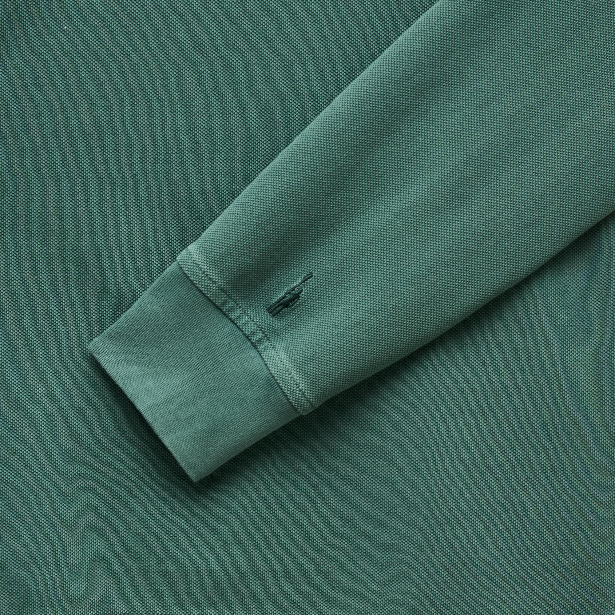 Long-sleeve washed piqué polo shirt