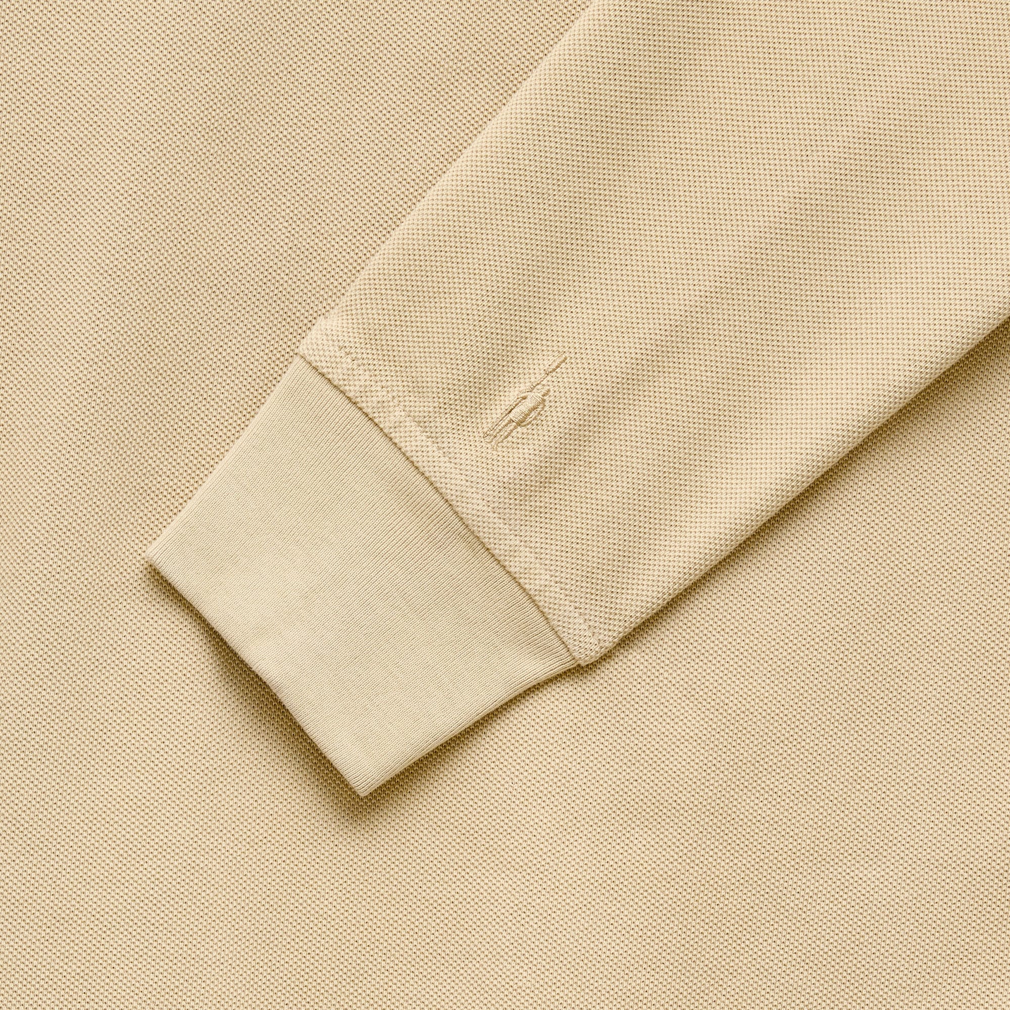 Long-sleeve washed piqué polo shirt