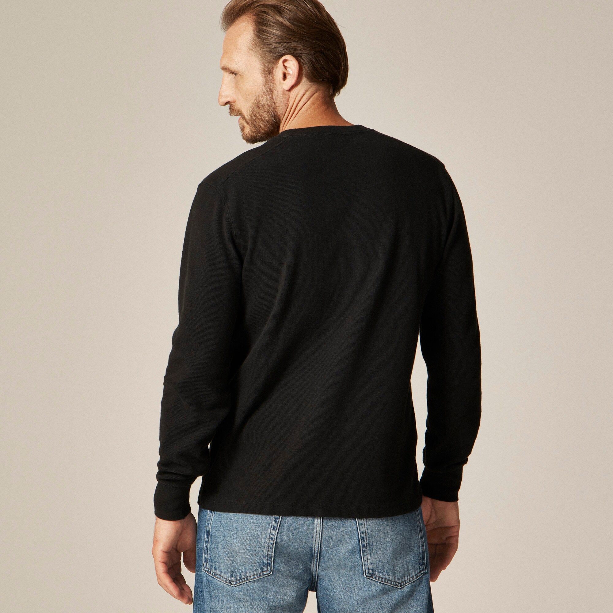 Jacquard rib-knit henley - thumbnail 4