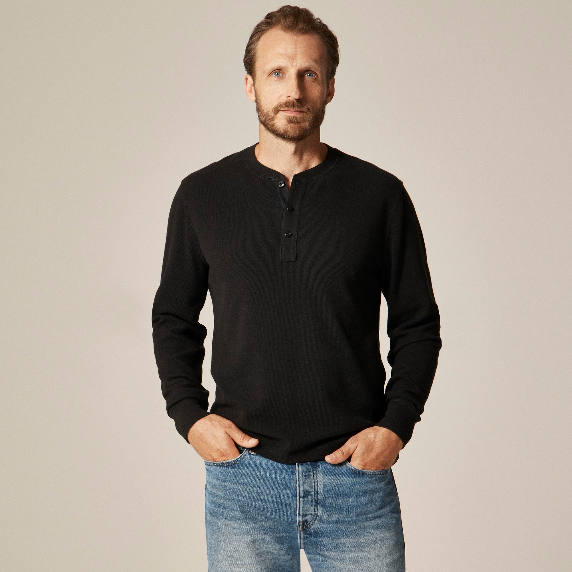  Jacquard rib-knit henley