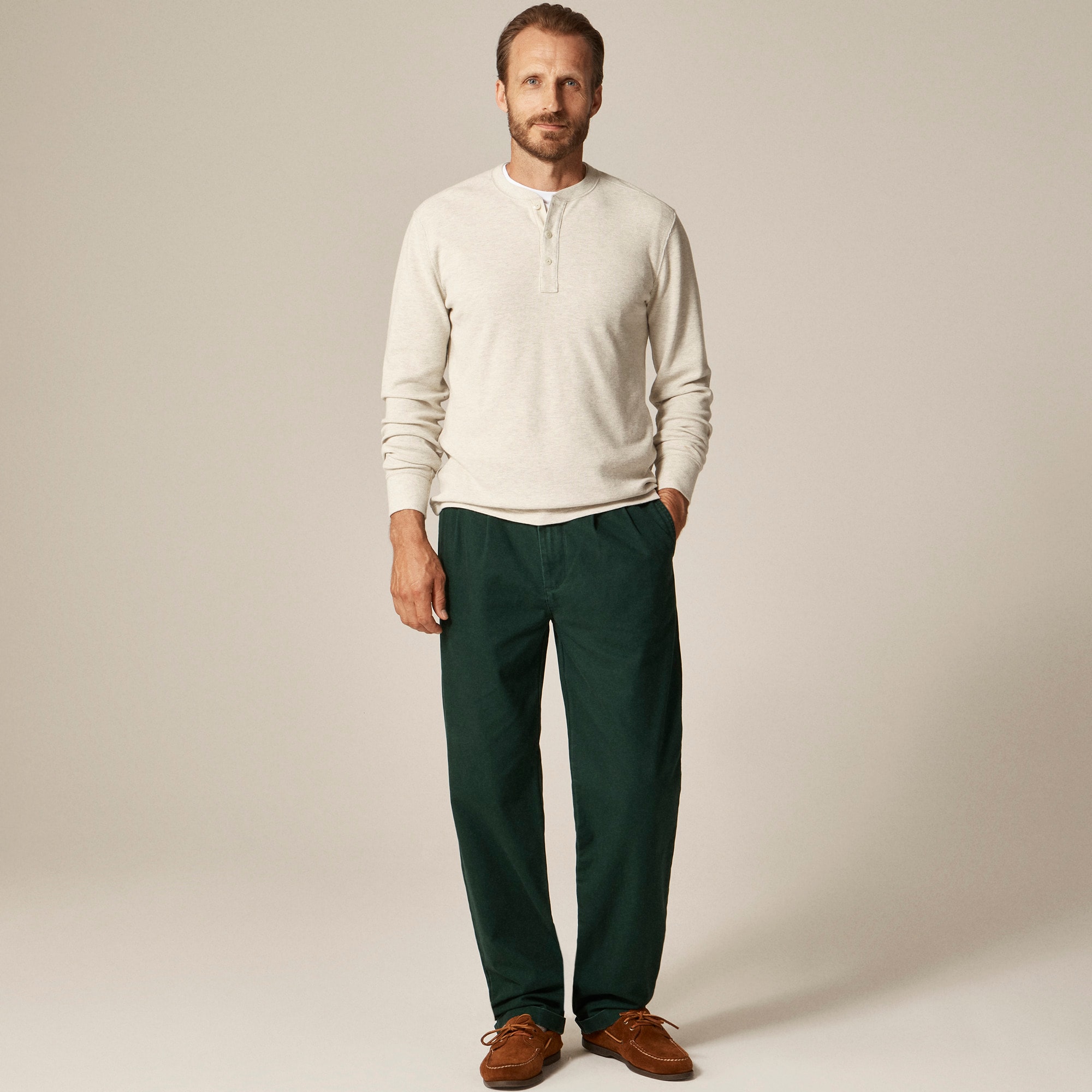 Jacquard rib-knit henley