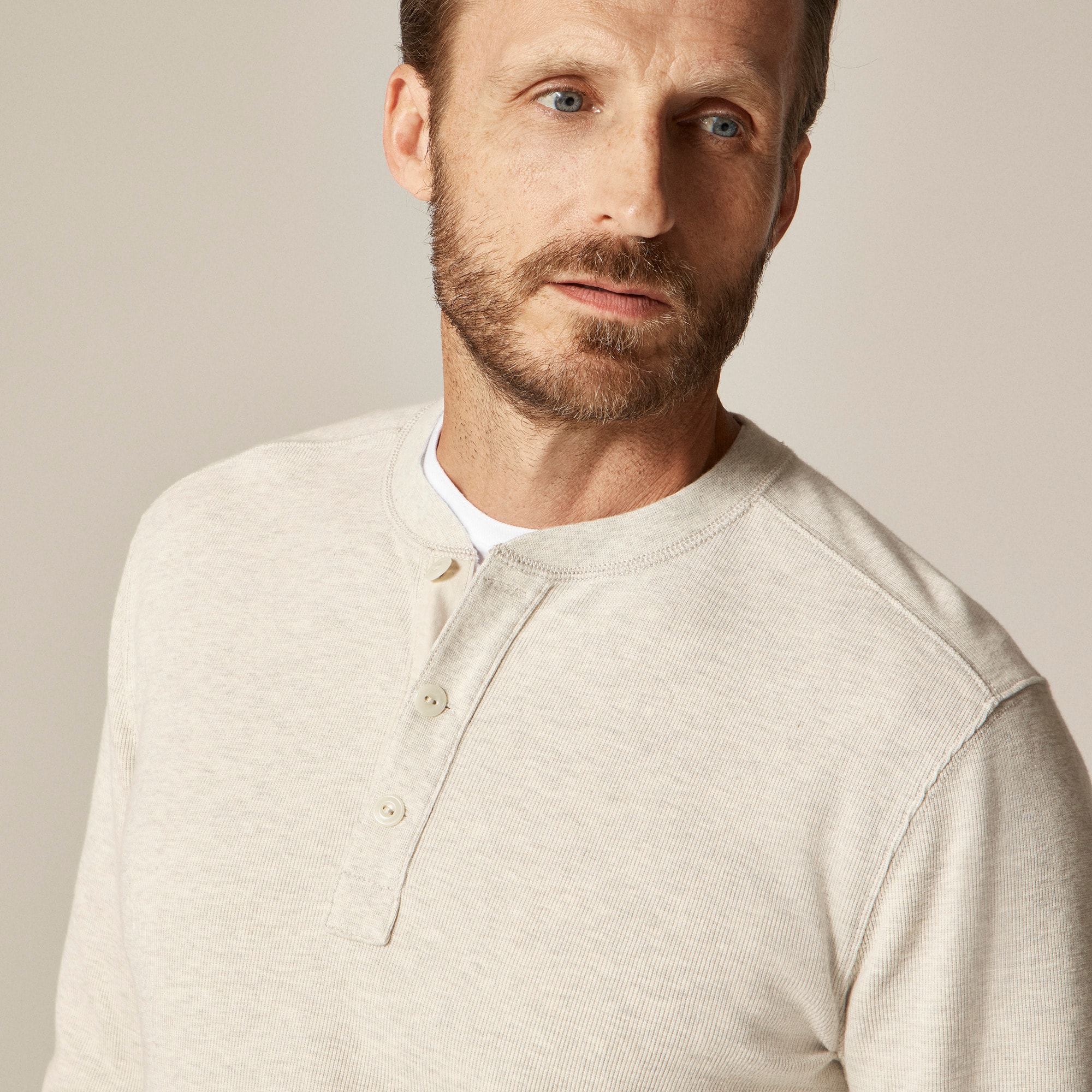 Jacquard rib-knit henley