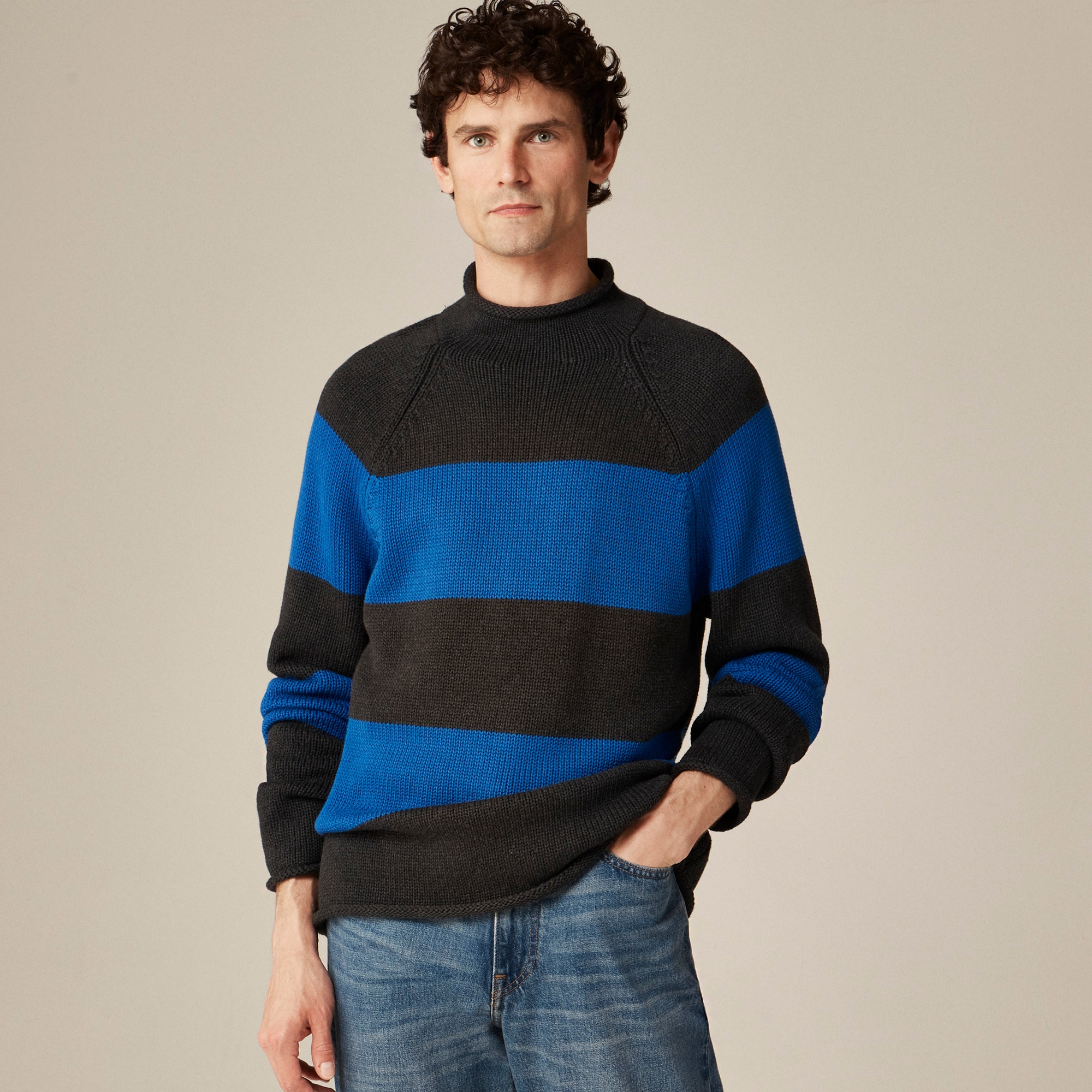 mens 1988 Rollneck&trade; sweater in cotton hoop stripe