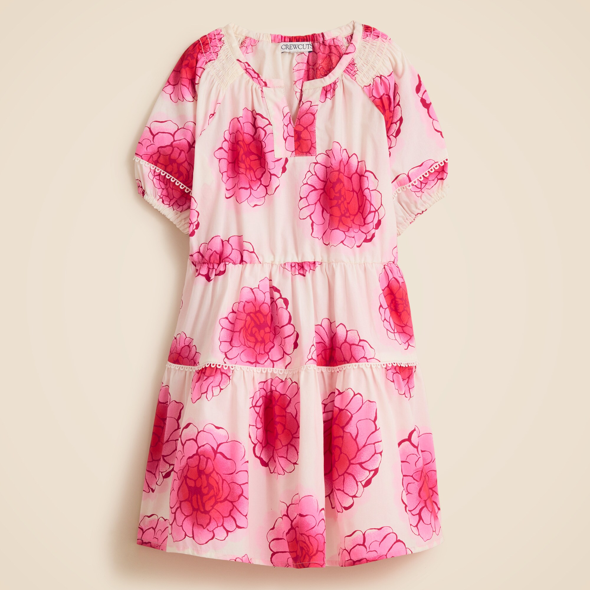 girls Girls' tiered puff-sleeve dress in peony floral