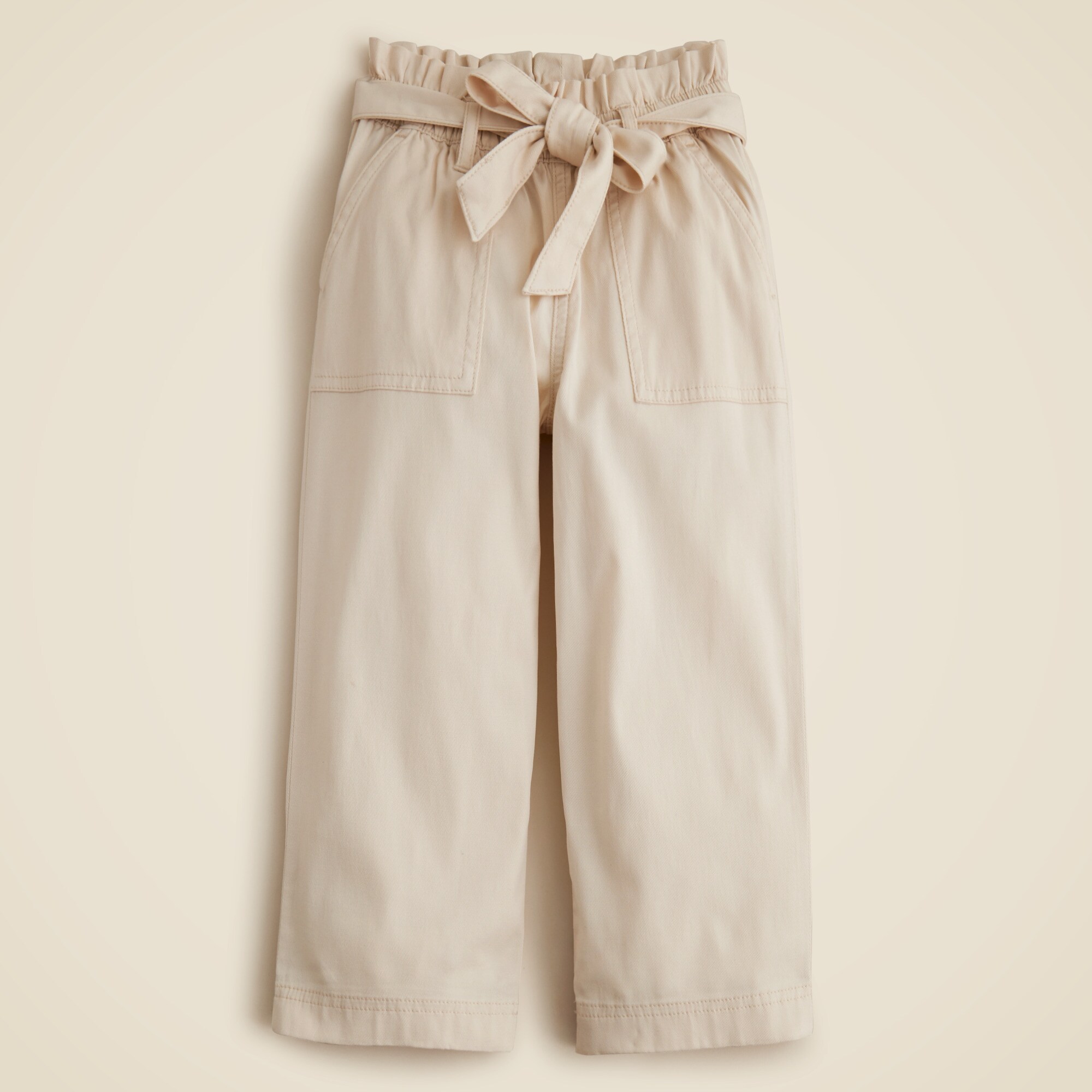 Girls' tie-waist pant in drapey twill