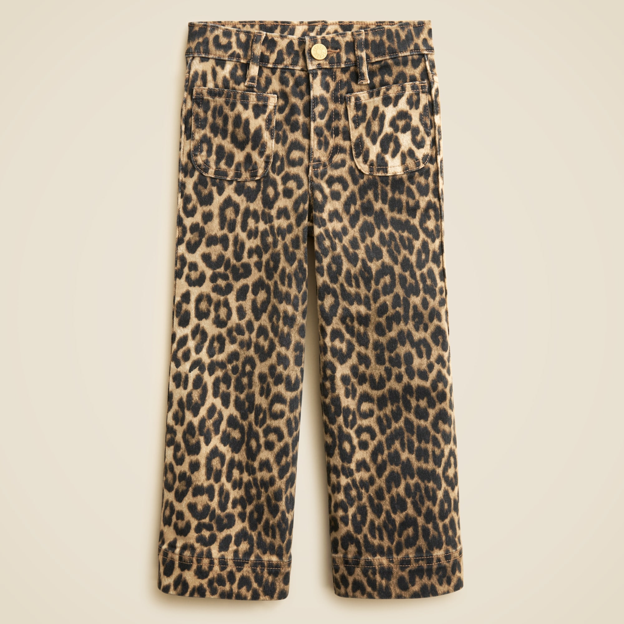 Girls' sailor denim trouser in leopard print