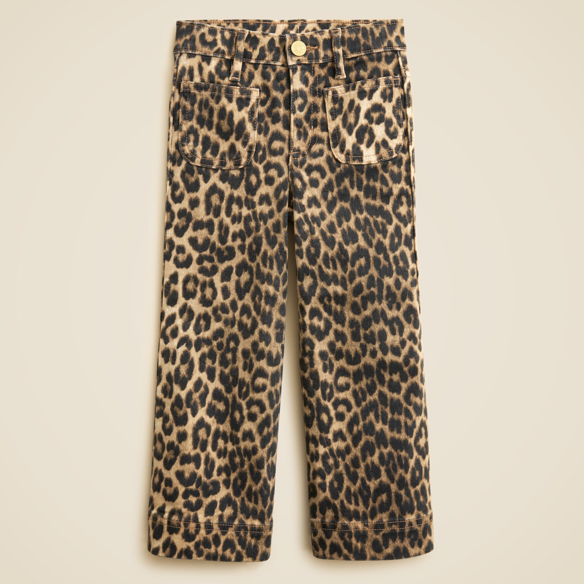  Girls' sailor denim trouser in leopard print