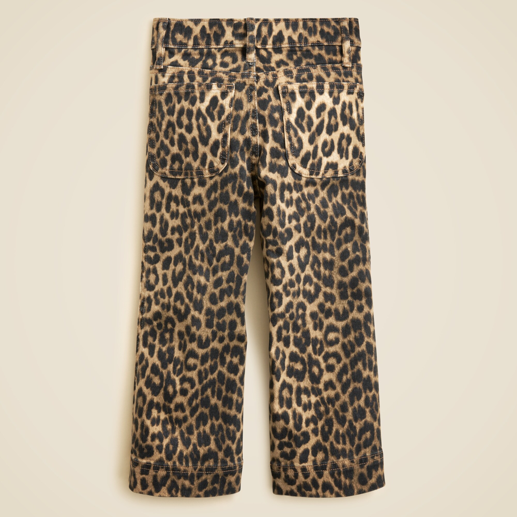 Girls' sailor denim trouser in leopard print