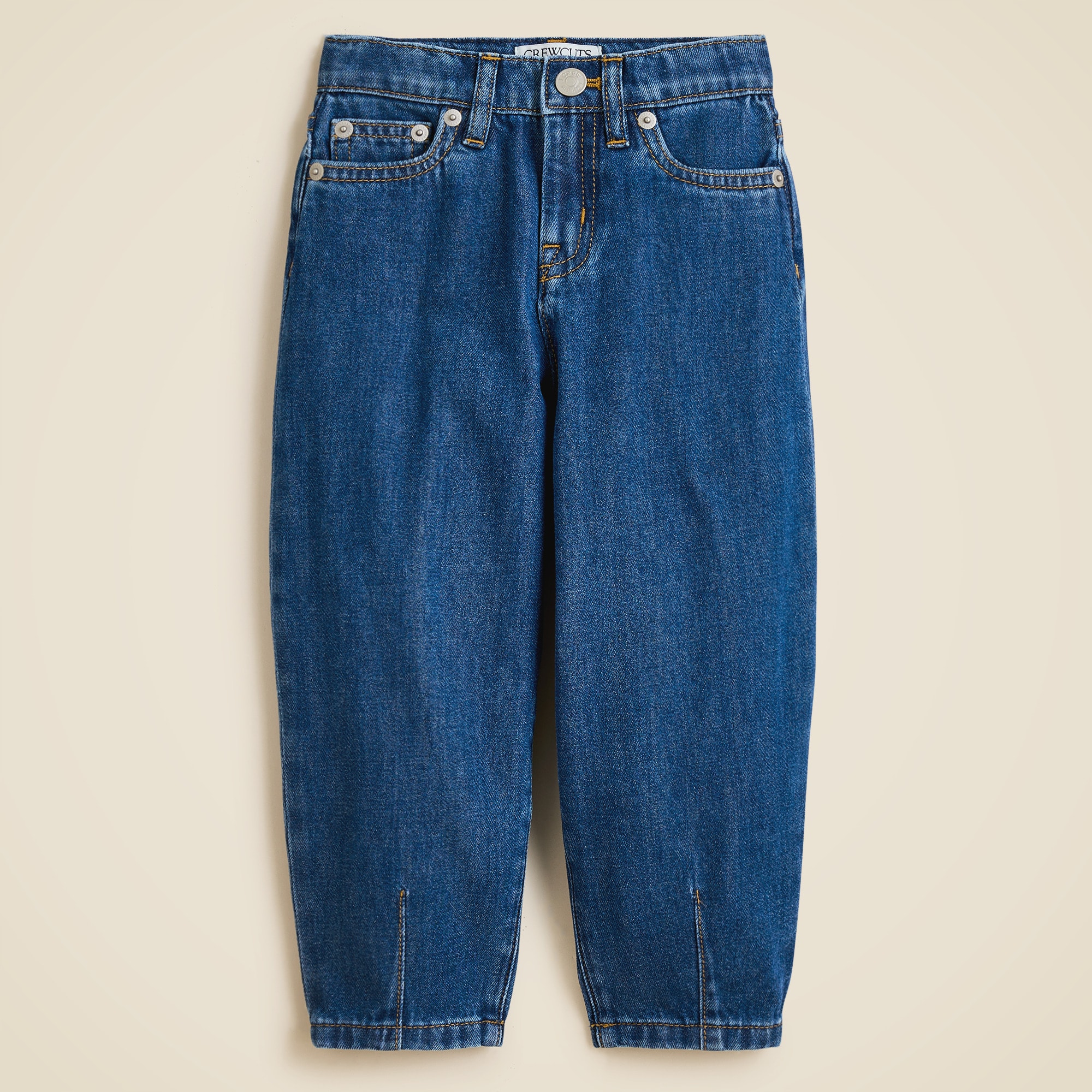 Girls' barrel-leg jean in drapey denim