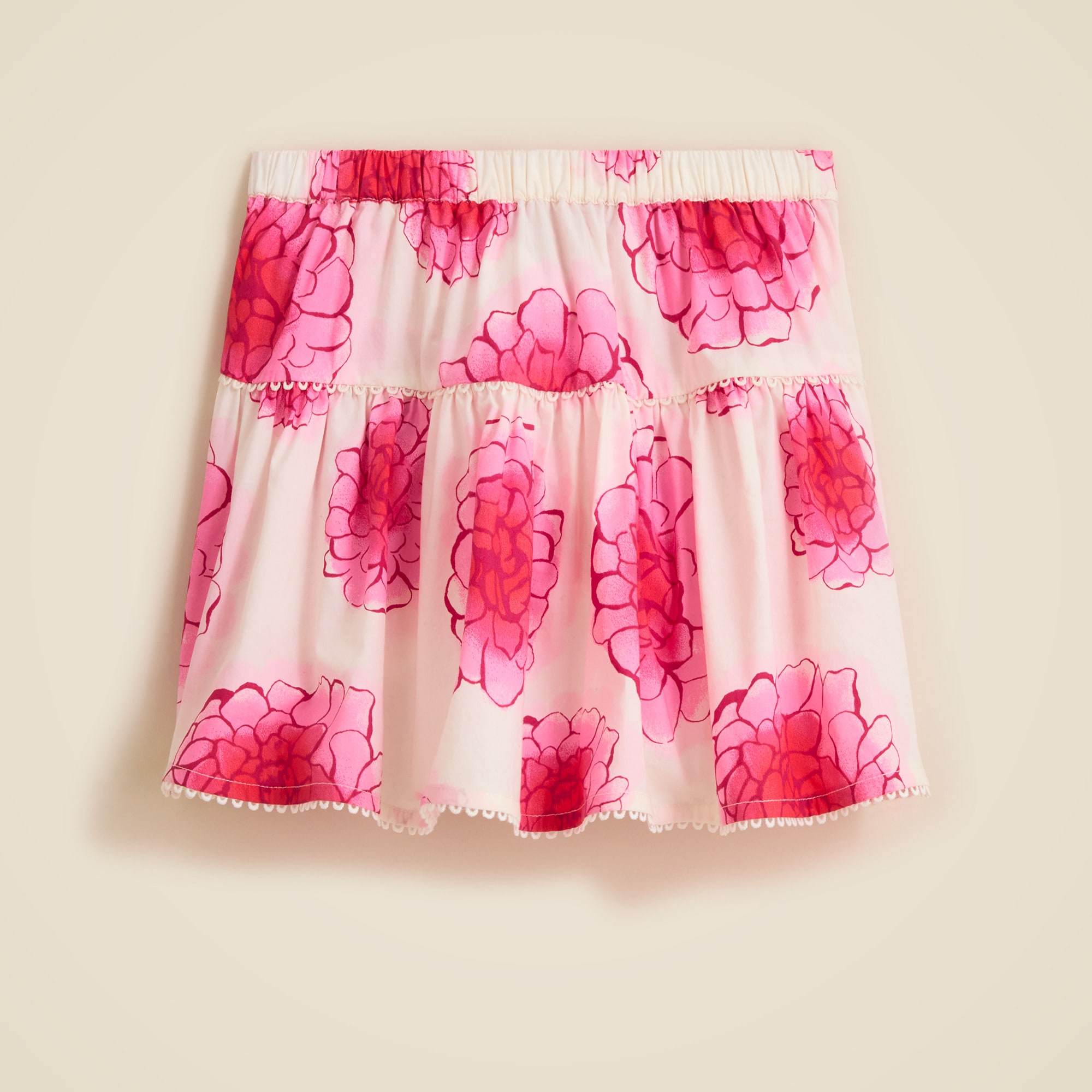 Girls' tiered skirt in peony floral