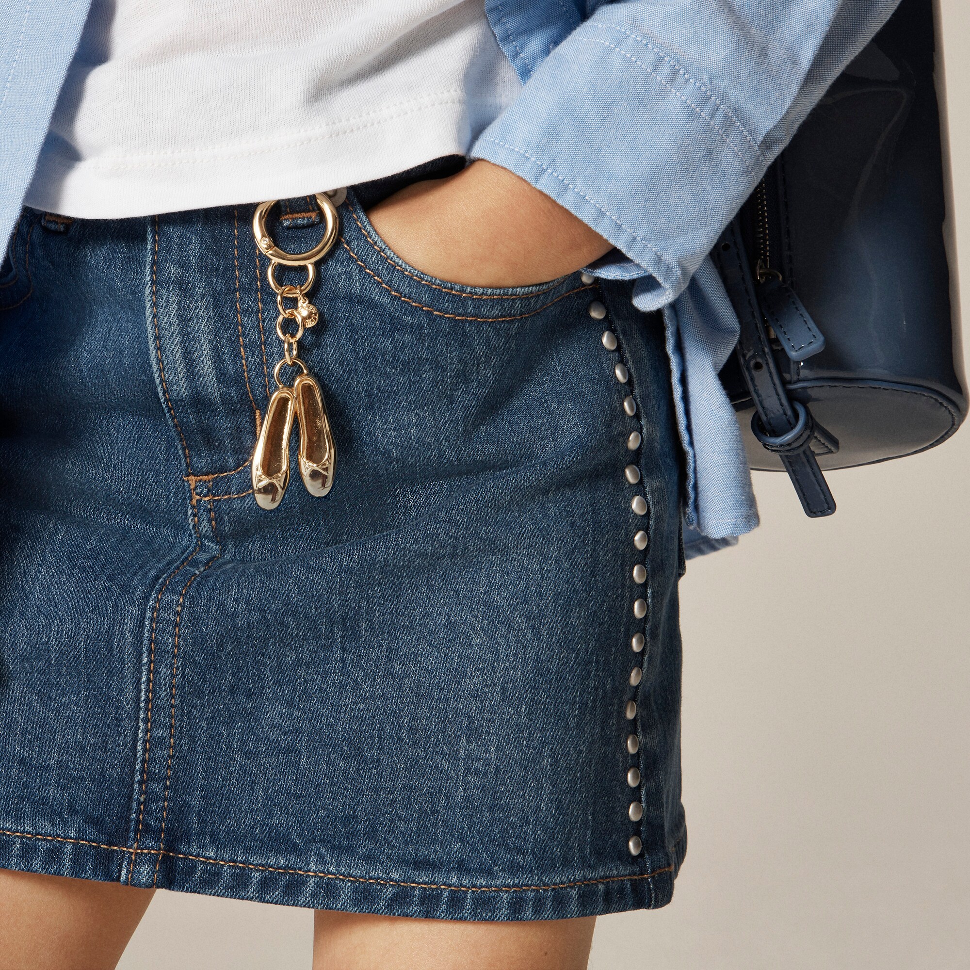 Girls' denim skirt with studs