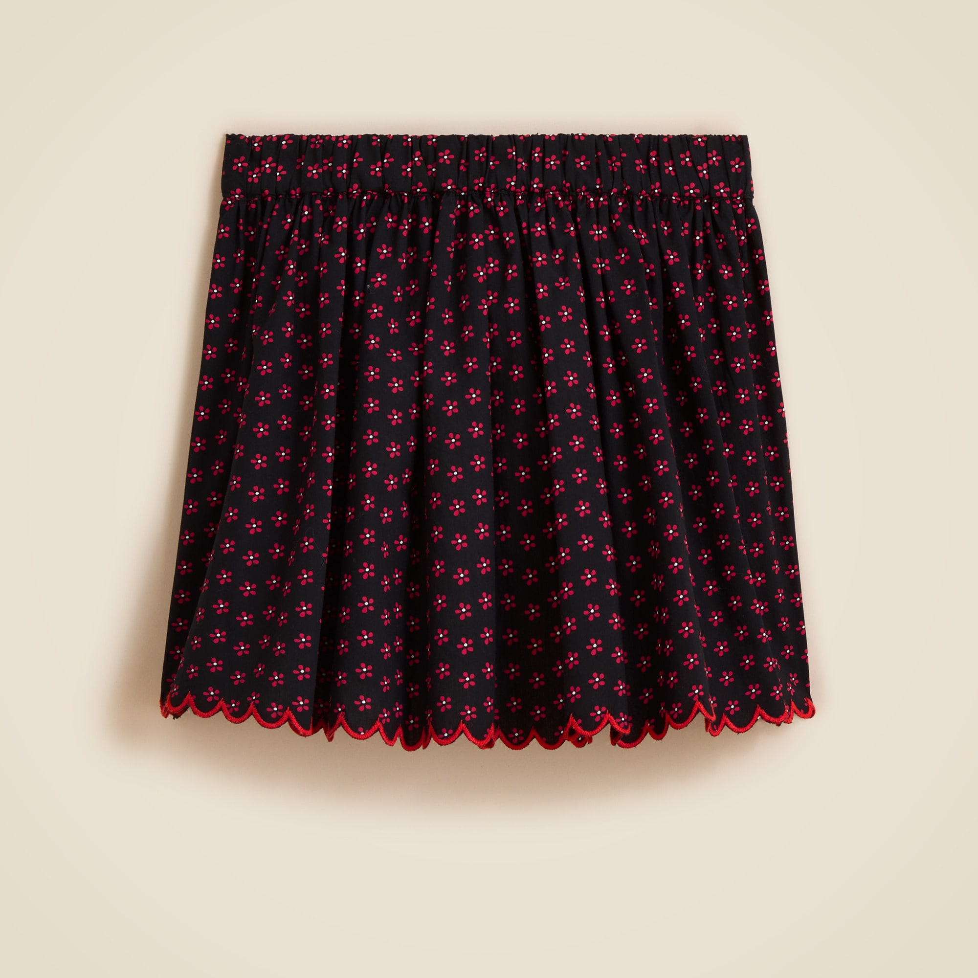 Girls' pull-on rickrack skirt in floral