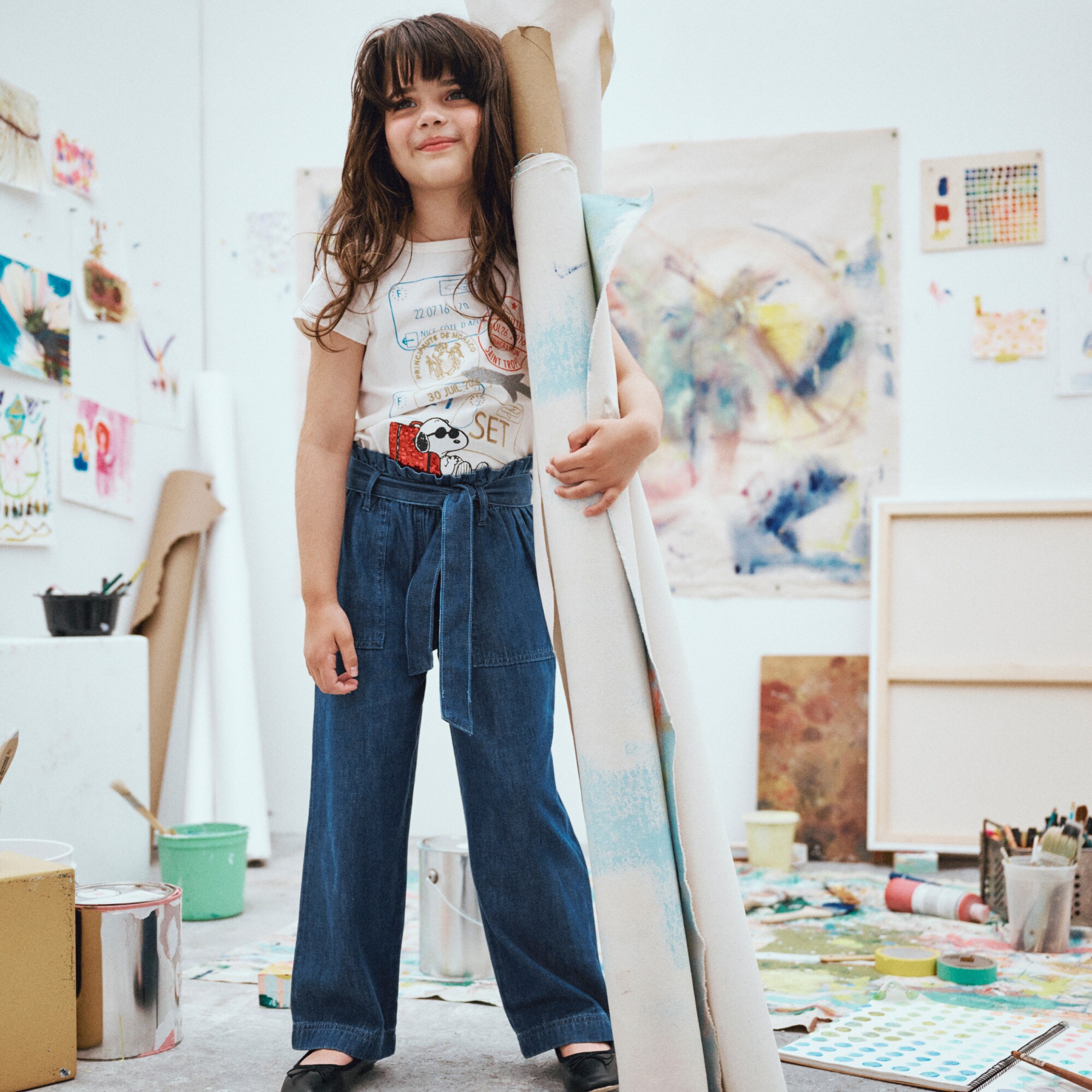 Peanuts® X Crewcuts passport graphic T-shirt with sequins