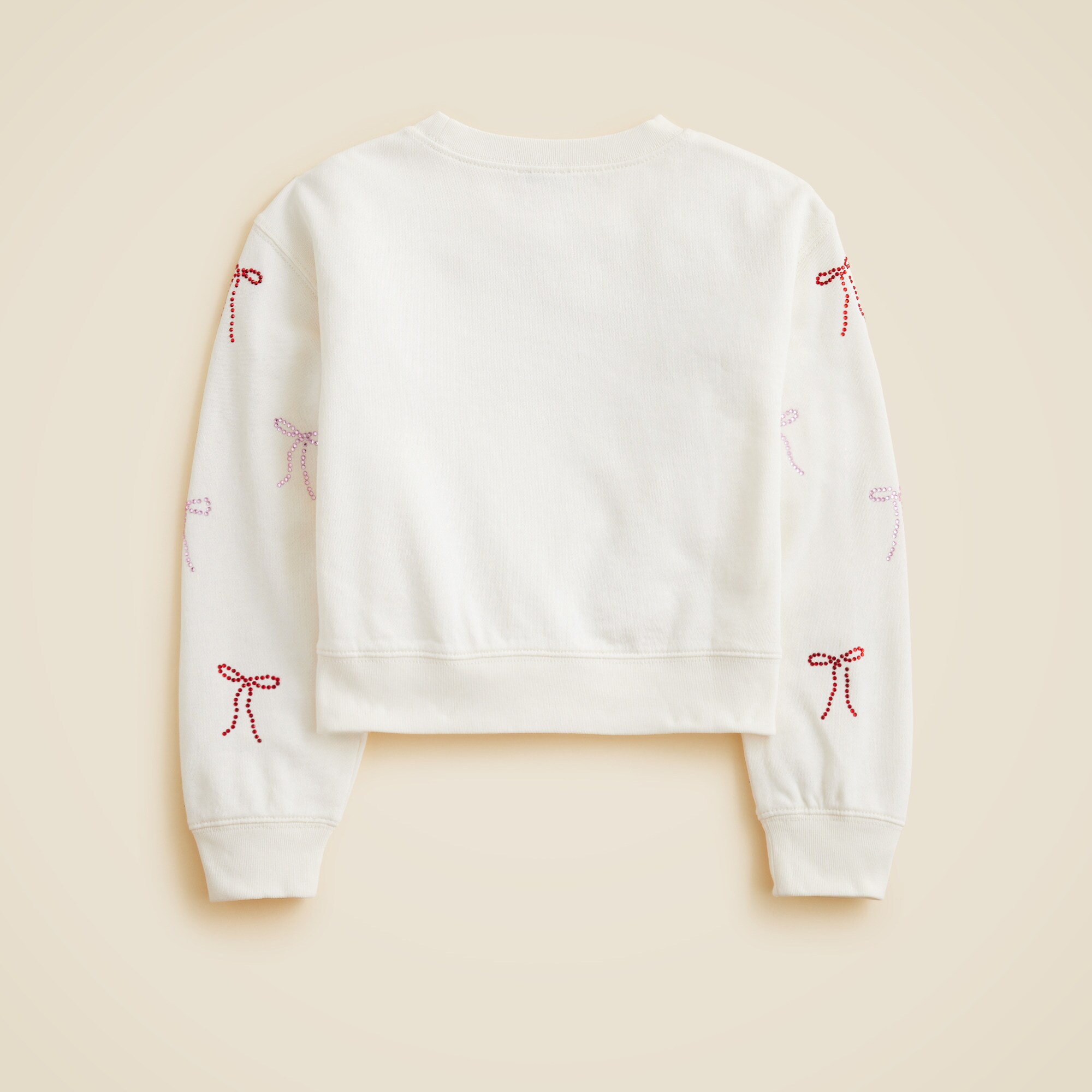 Girls' hotfix bow crewneck sweatshirt in terry
