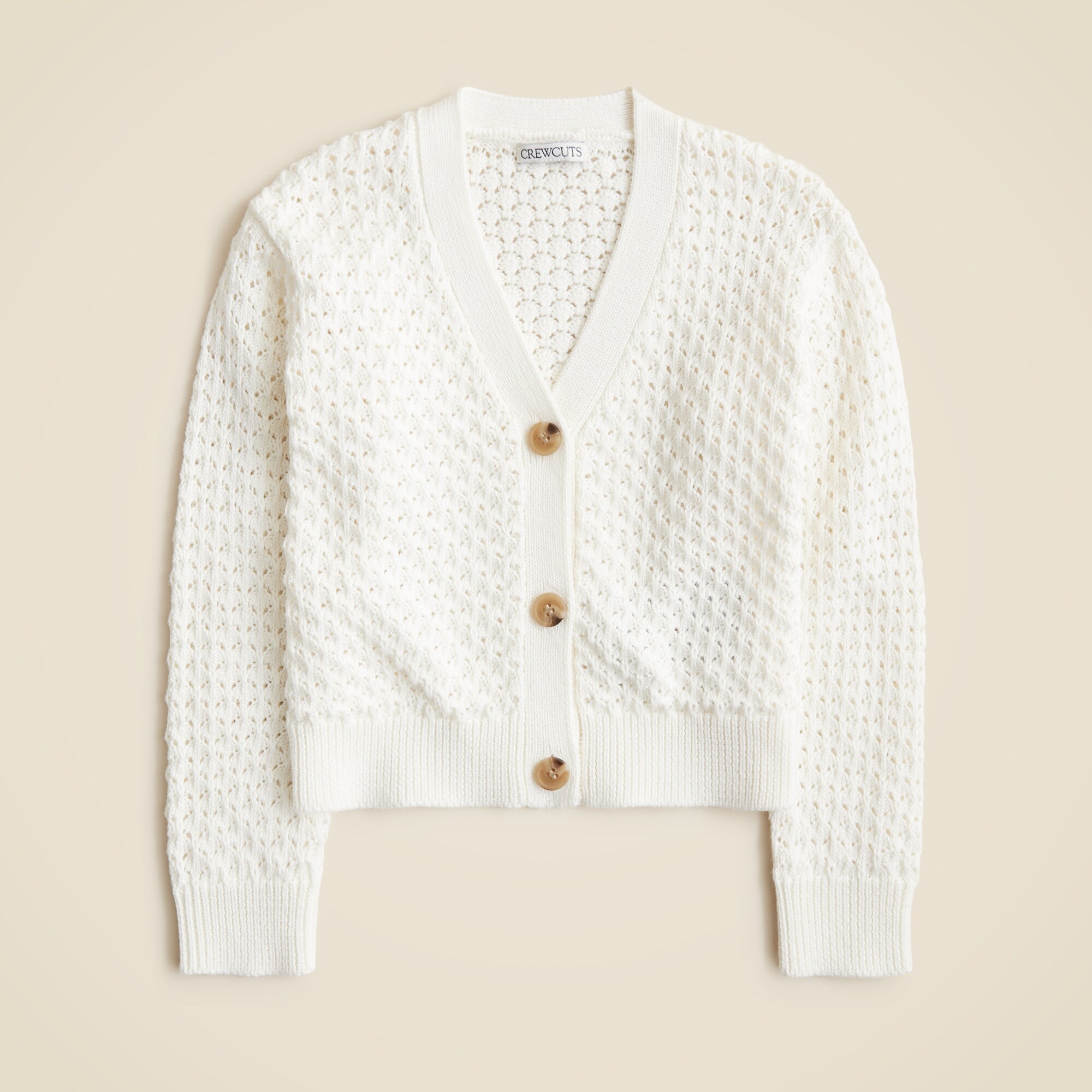  Girls' cotton crochet-stitch cardigan