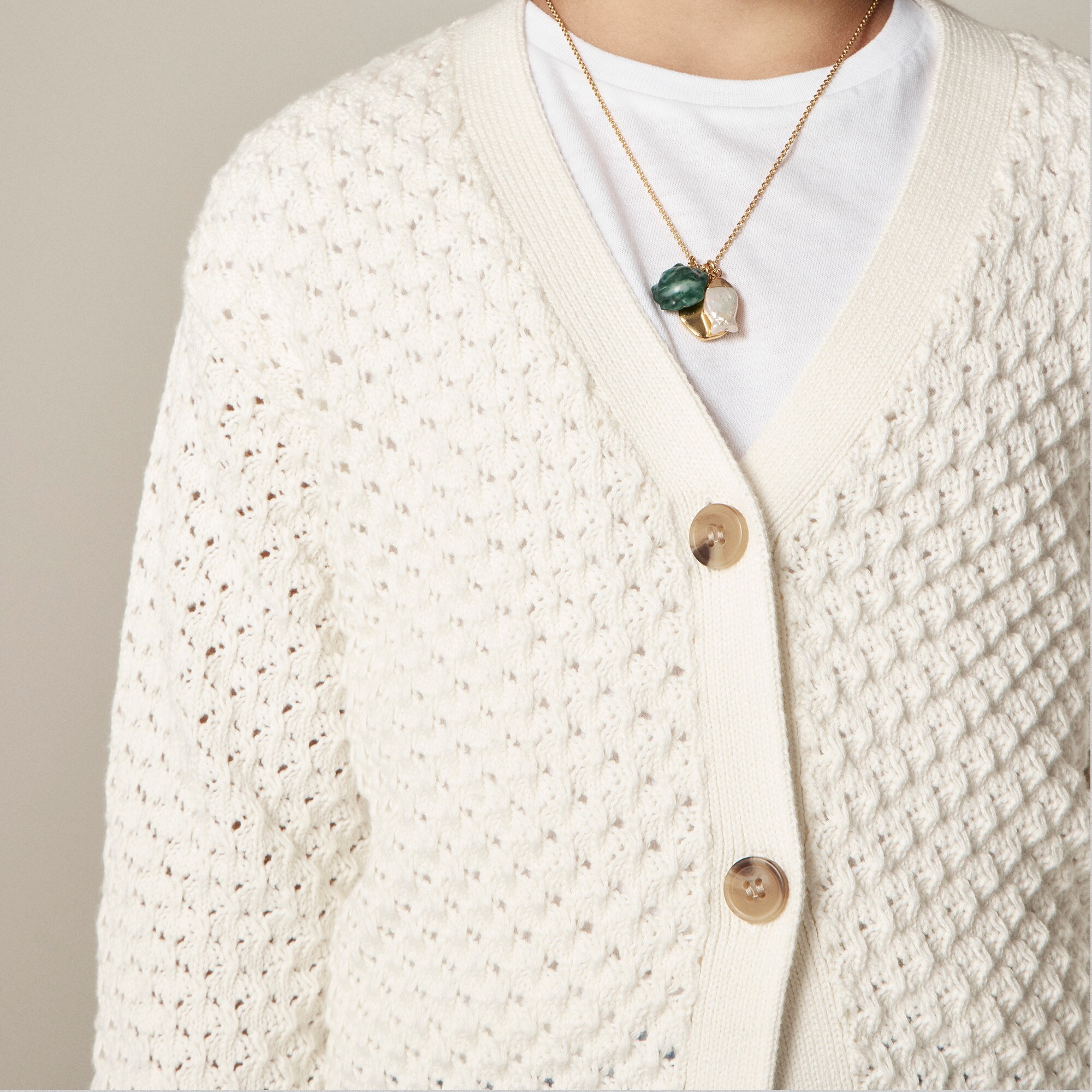 Girls' cotton crochet-stitch cardigan
