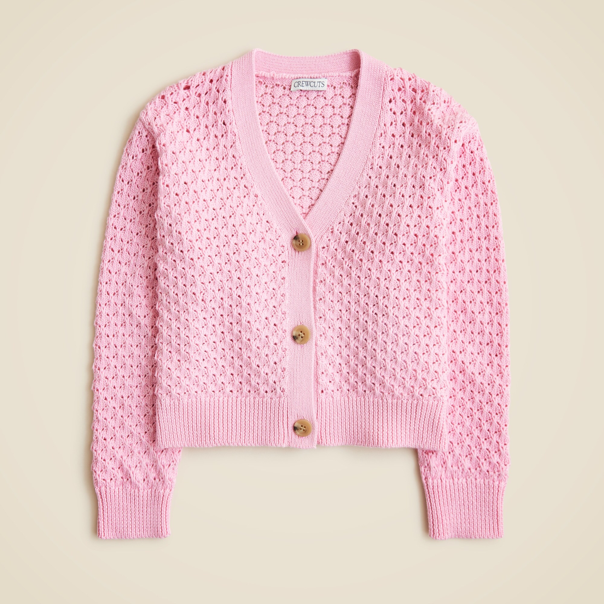 Girls' cotton crochet-stitch cardigan