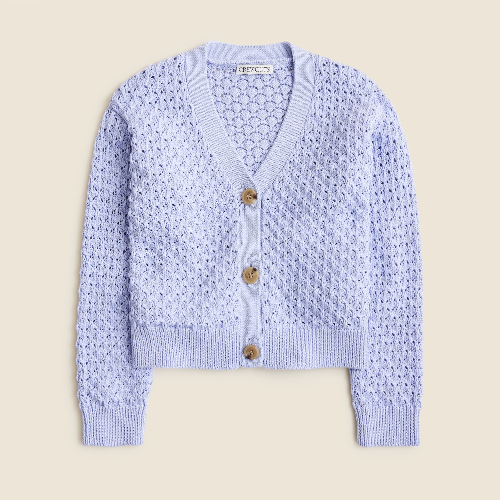 Girls' cotton crochet-stitch cardigan