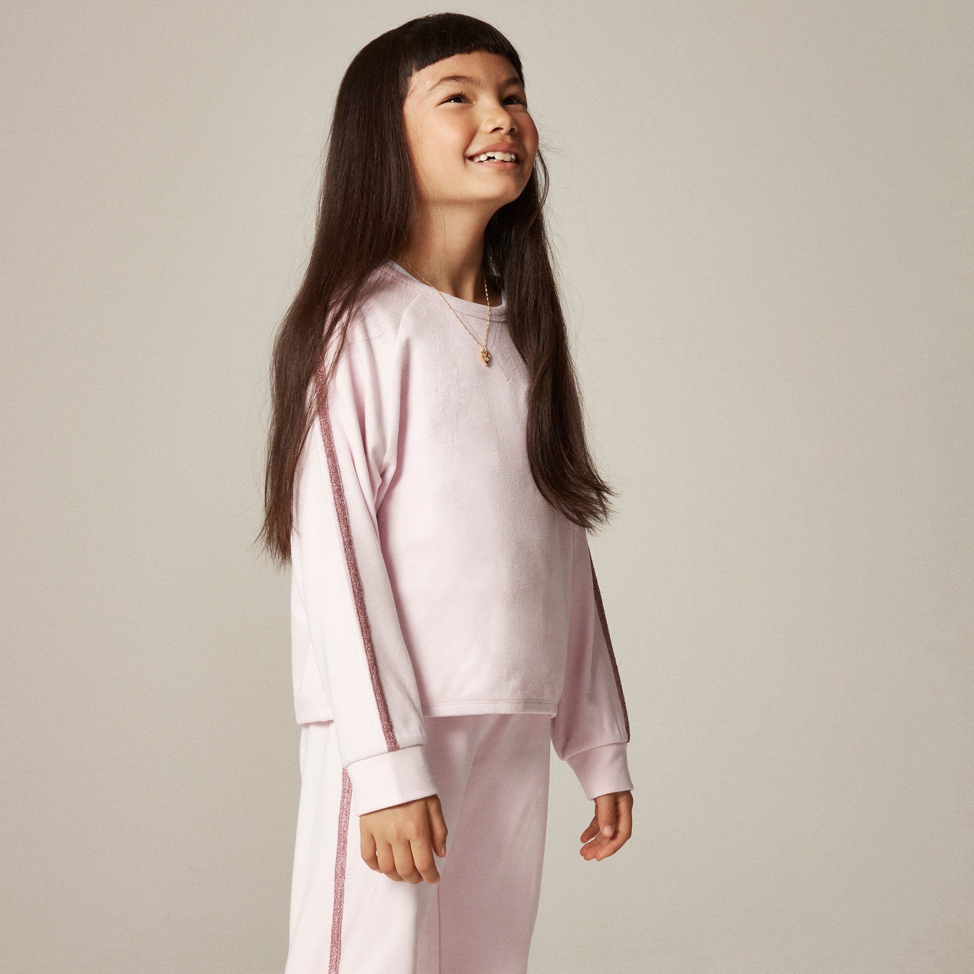  Girls' cozy rib sweatshirt with glitter stripe