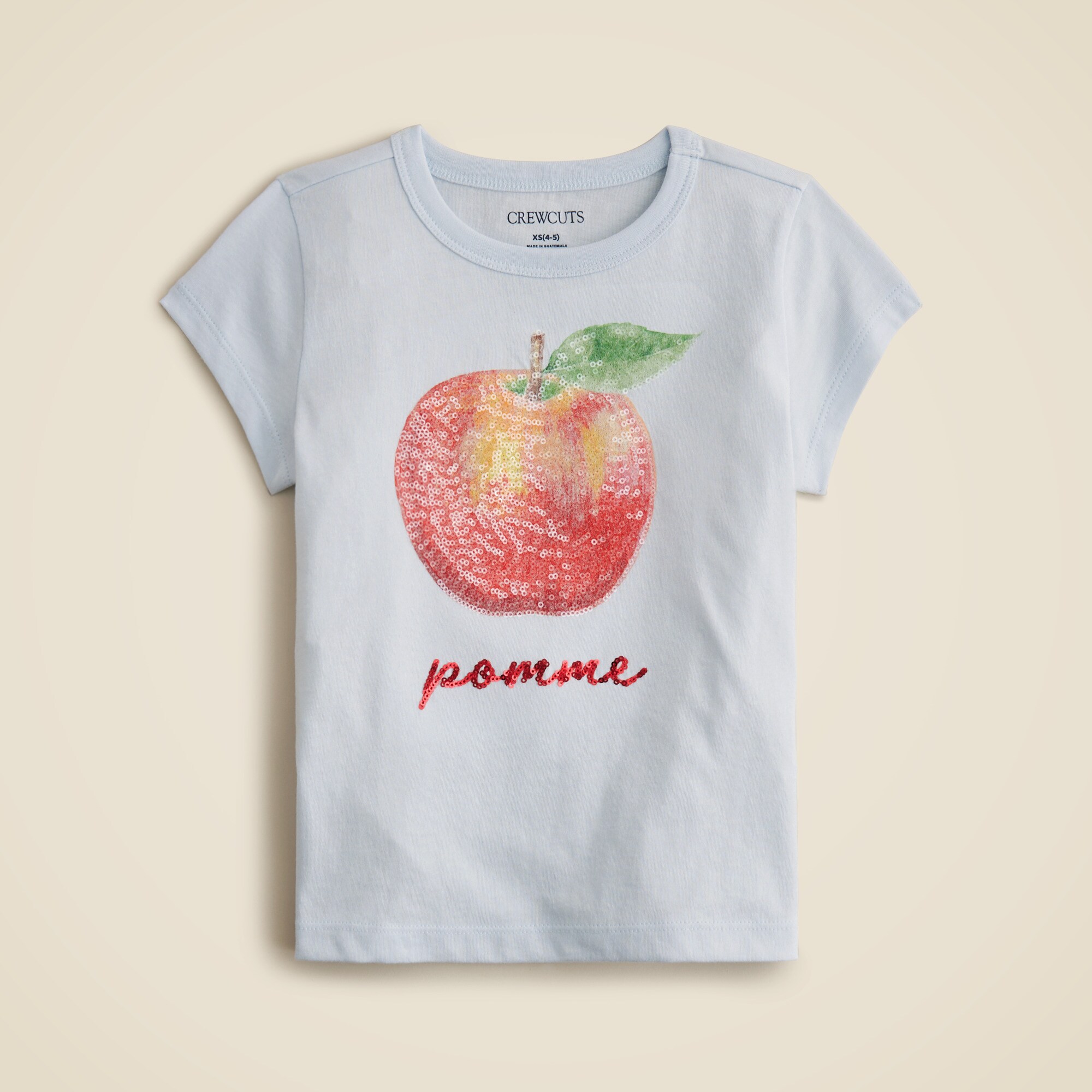 girls Girls' short-sleeve apple graphic T-shirt with sequins