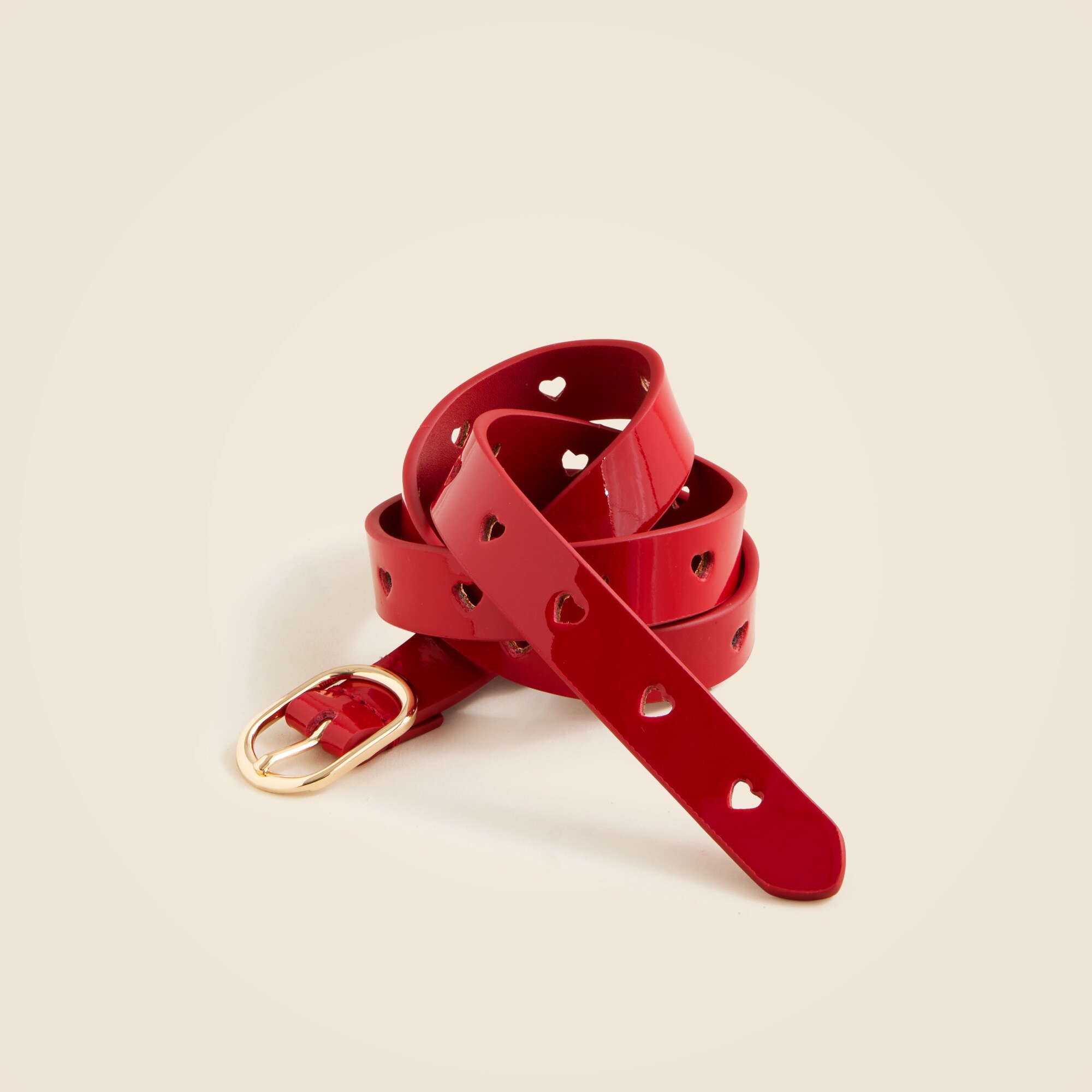 girls' heart cutout belt in patent leather for girls