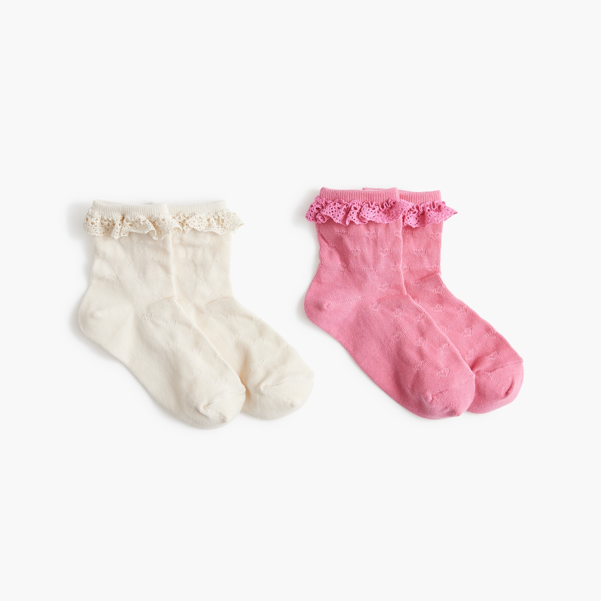  Girls' lace-trim pointelle socks two-pack